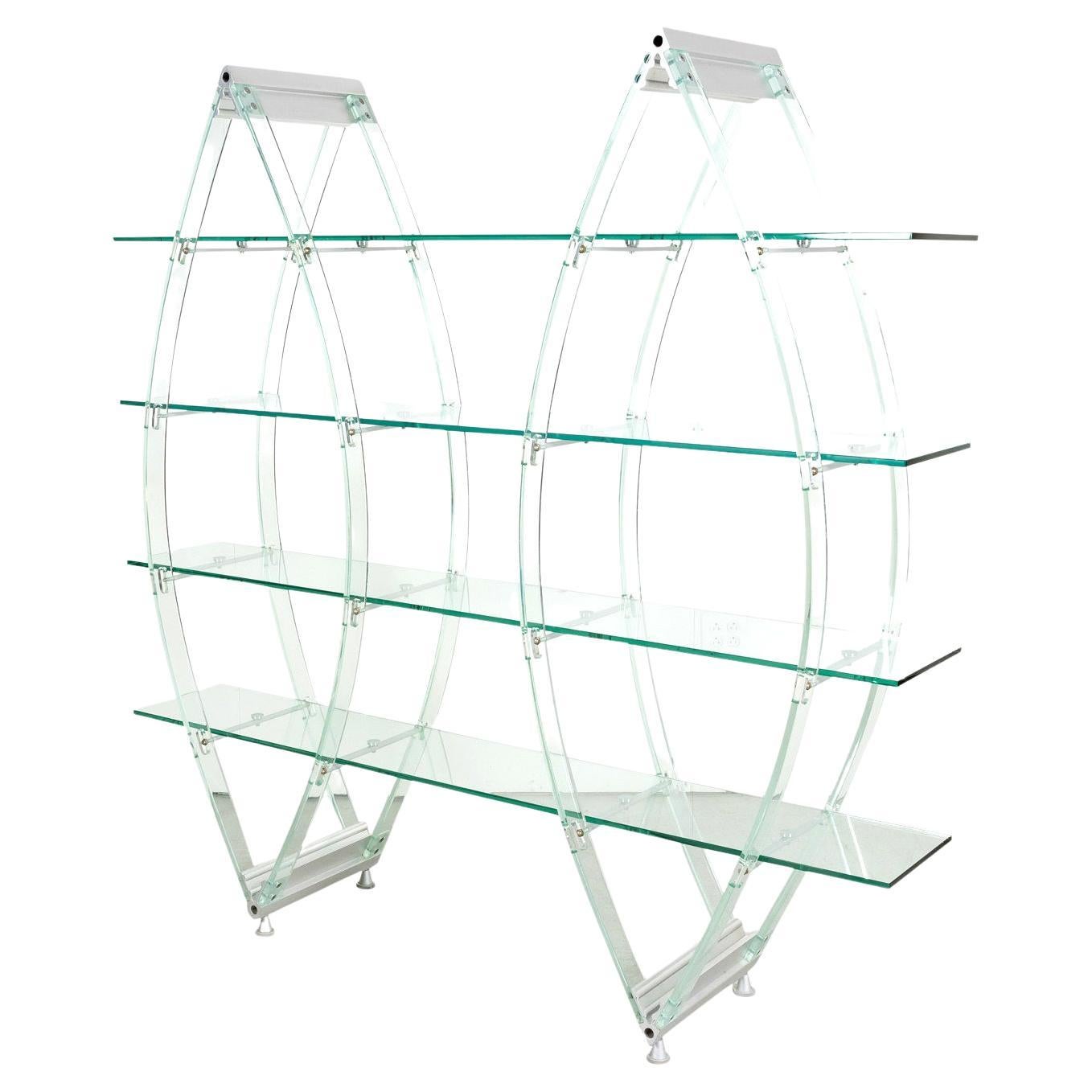 Vintage Post-Modern Italian Acrylic and Glass Bookcase or Display Unit