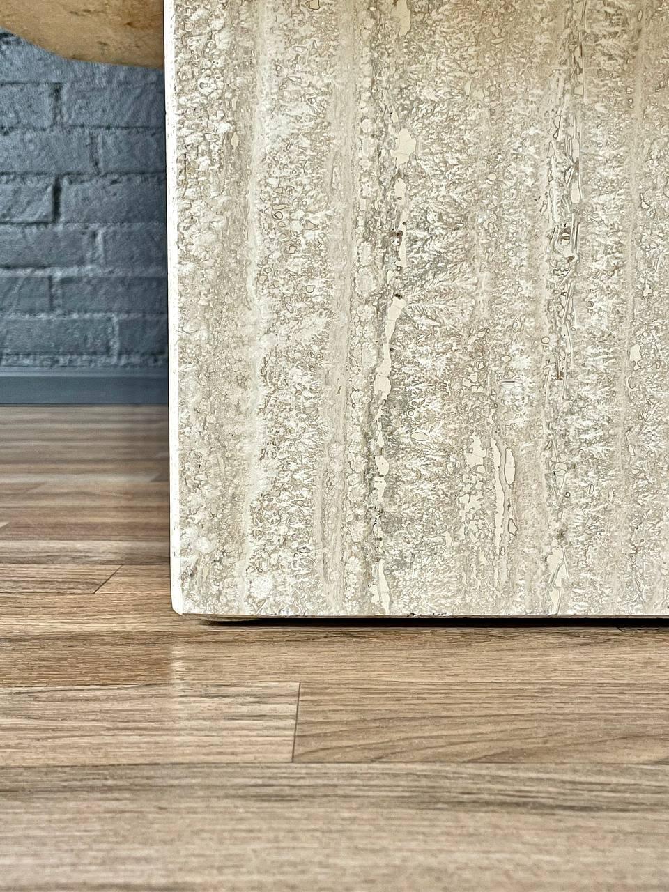 Vintage Post Modern Italian Travertine Coffee Table For Sale at 1stDibs