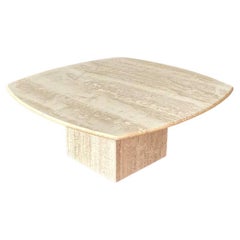 Vintage Post Modern Italian Travertine Coffee Table
