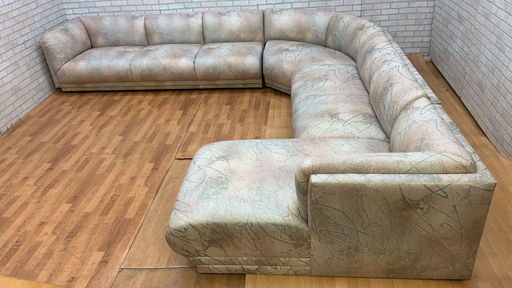 Vintage Post Modern L Shaped Sectional Sofa by Bernhardt For Sale 1