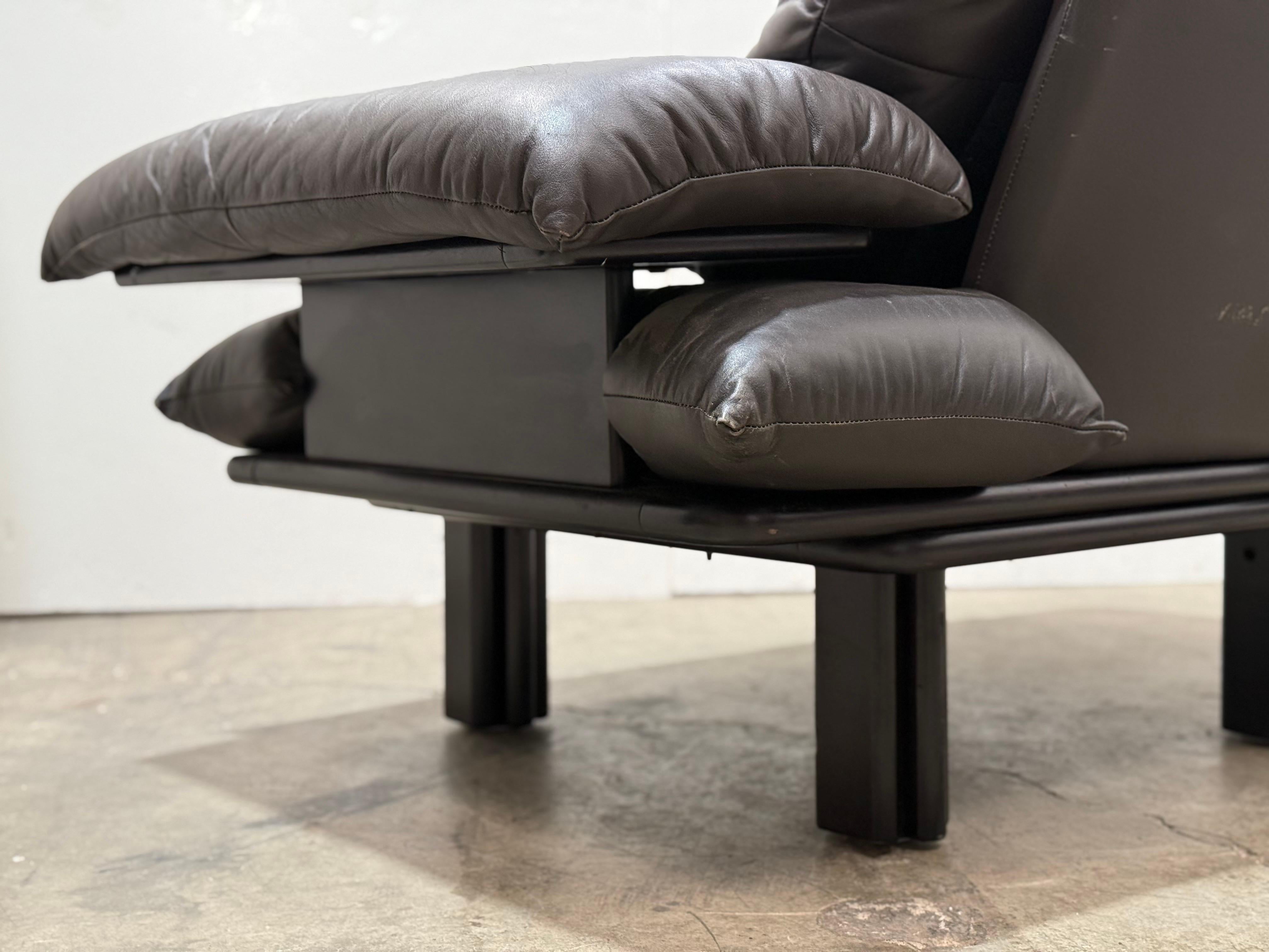 Vintage Post Modern Leather Lounge Chair by Matti Halme for Polardesign 1