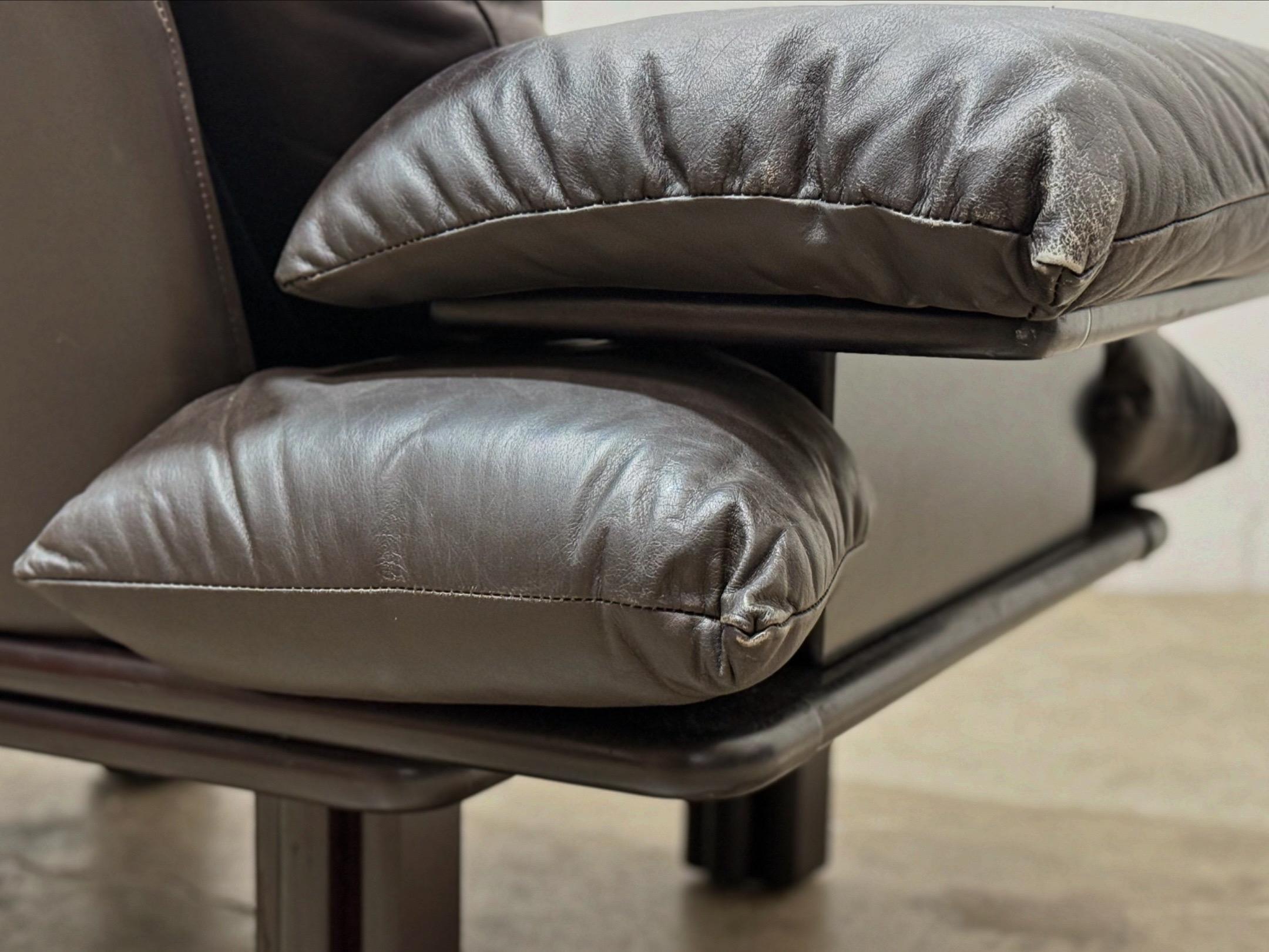 Vintage Post Modern Leather Lounge Chair by Matti Halme for Polardesign 2