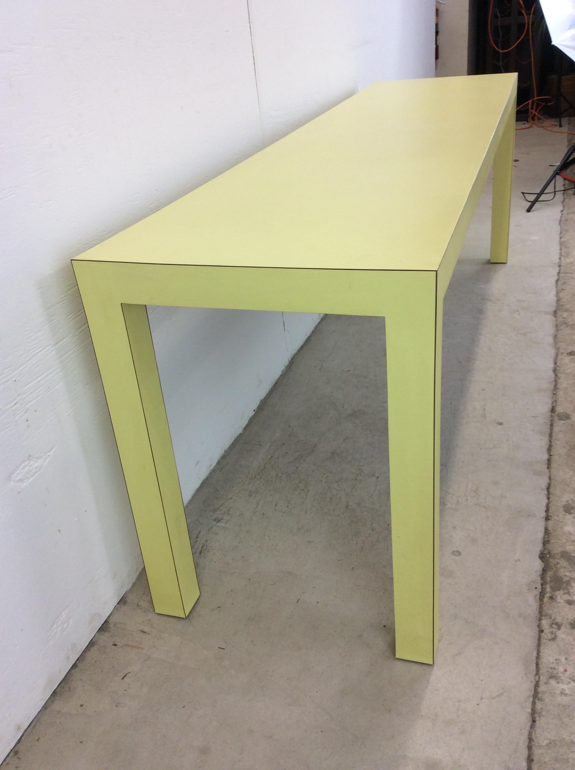Vintage Post Modern Lime Green Lacquer Console Sofa Table For Sale 5