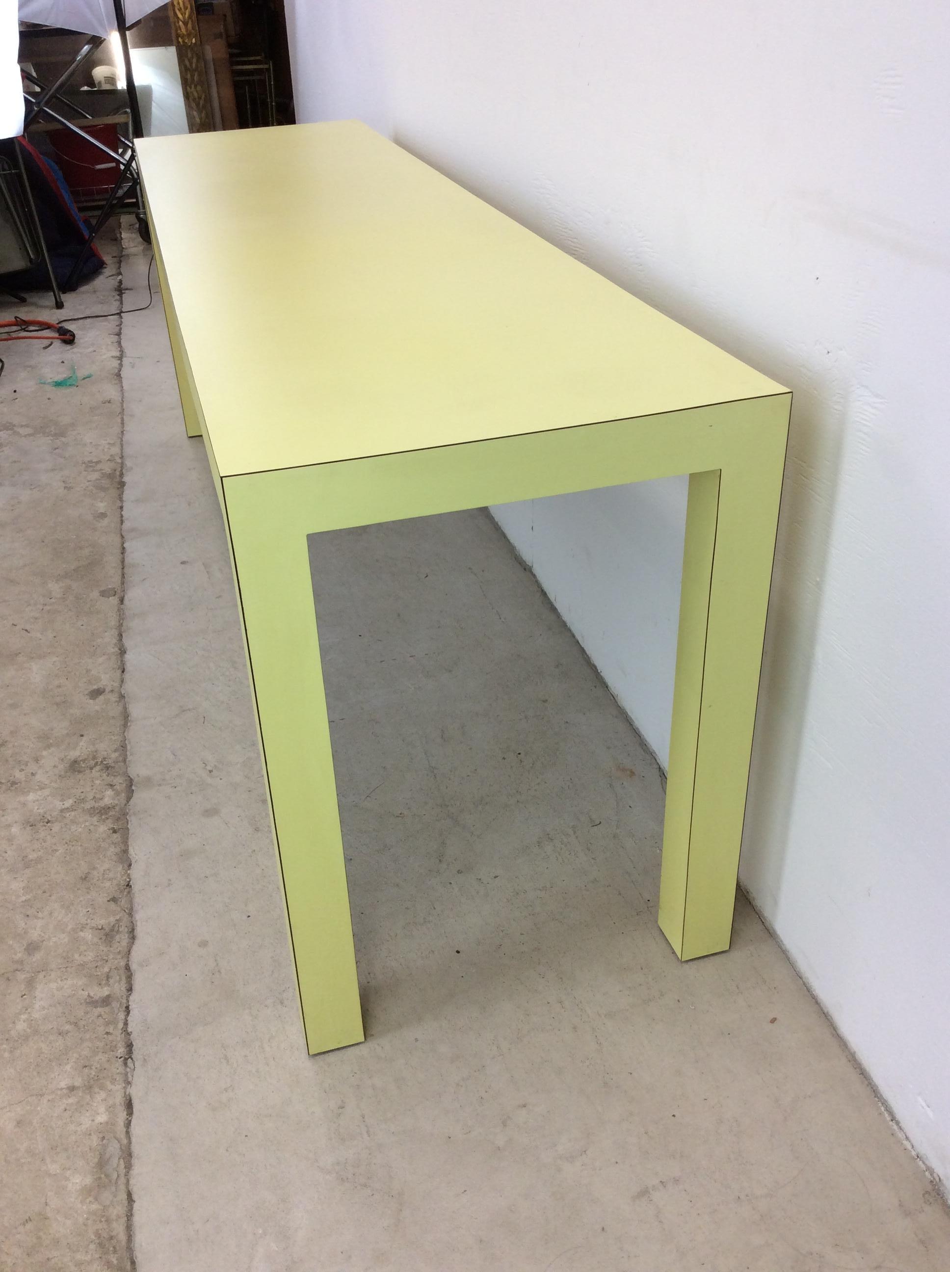 Vintage Post Modern Lime Green Lacquer Console Sofa Table For Sale 6