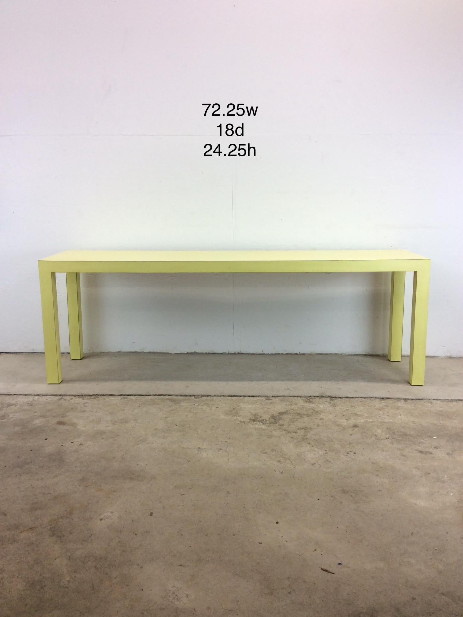 Vintage Post Modern Lime Green Lacquer Console Sofa Table For Sale 7