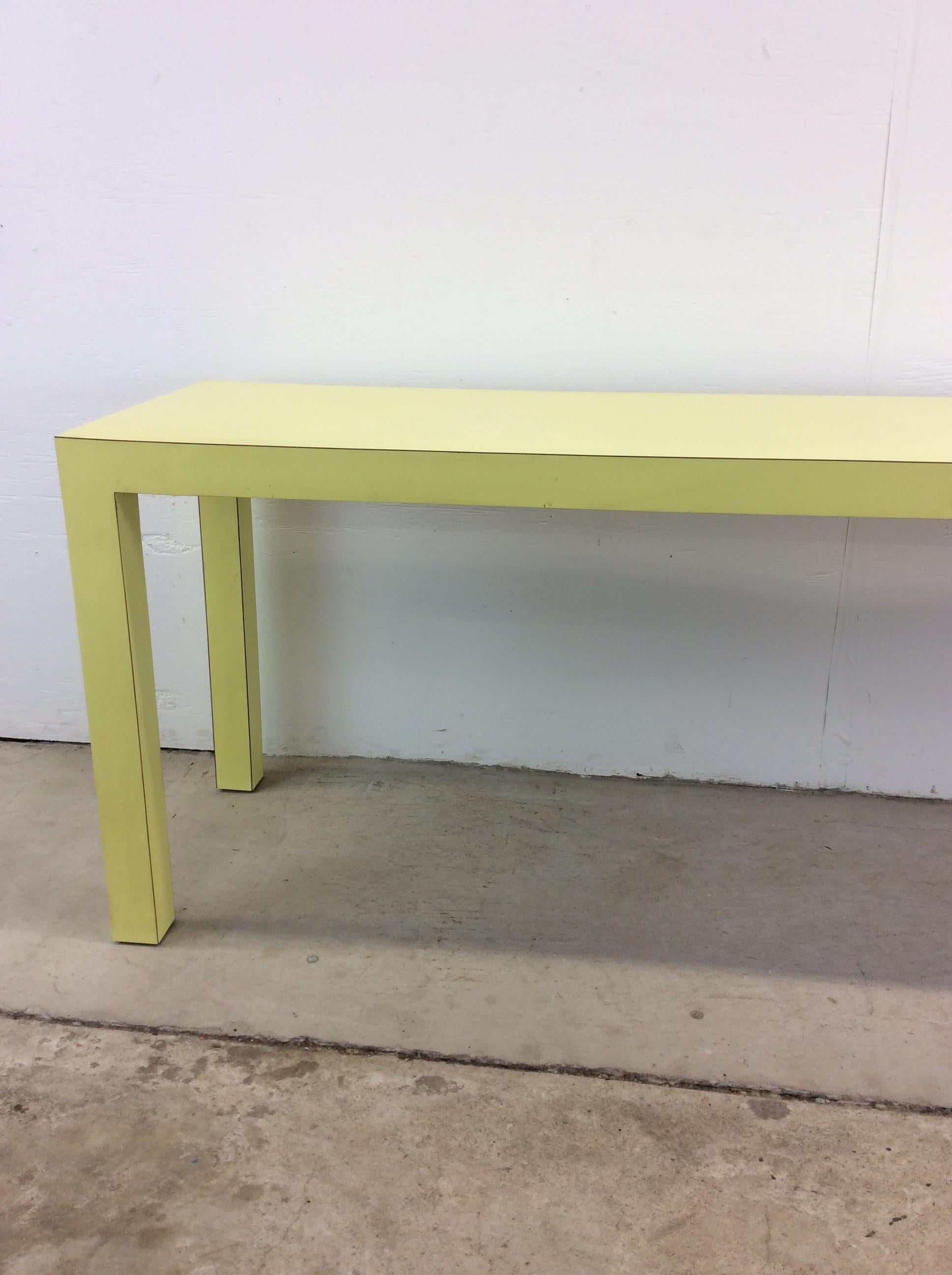 Post-Modern Vintage Post Modern Lime Green Lacquer Console Sofa Table For Sale