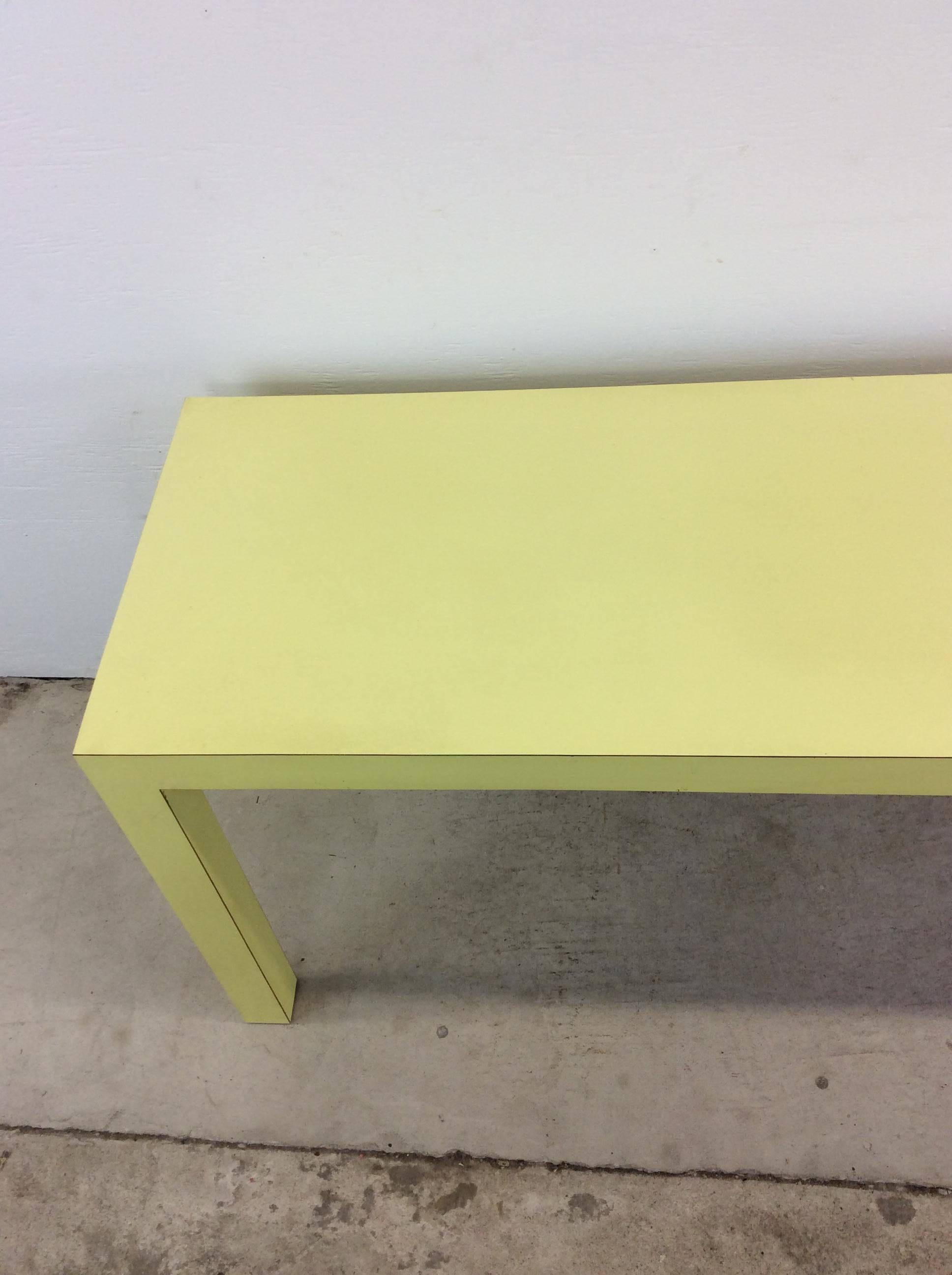 Vintage Post Modern Lime Green Lacquer Console Sofa Table For Sale 1