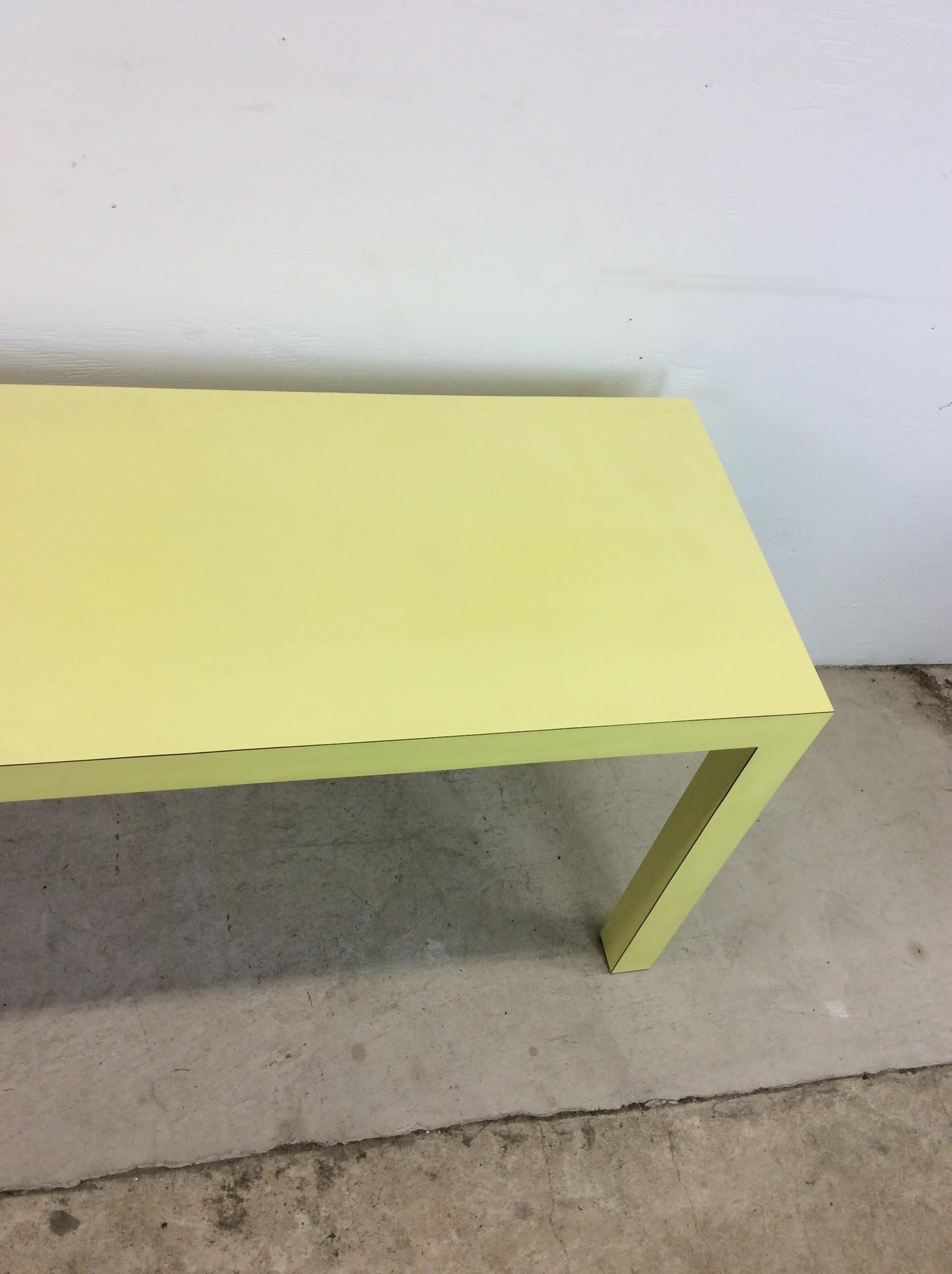 Vintage Post Modern Lime Green Lacquer Console Sofa Table For Sale 3