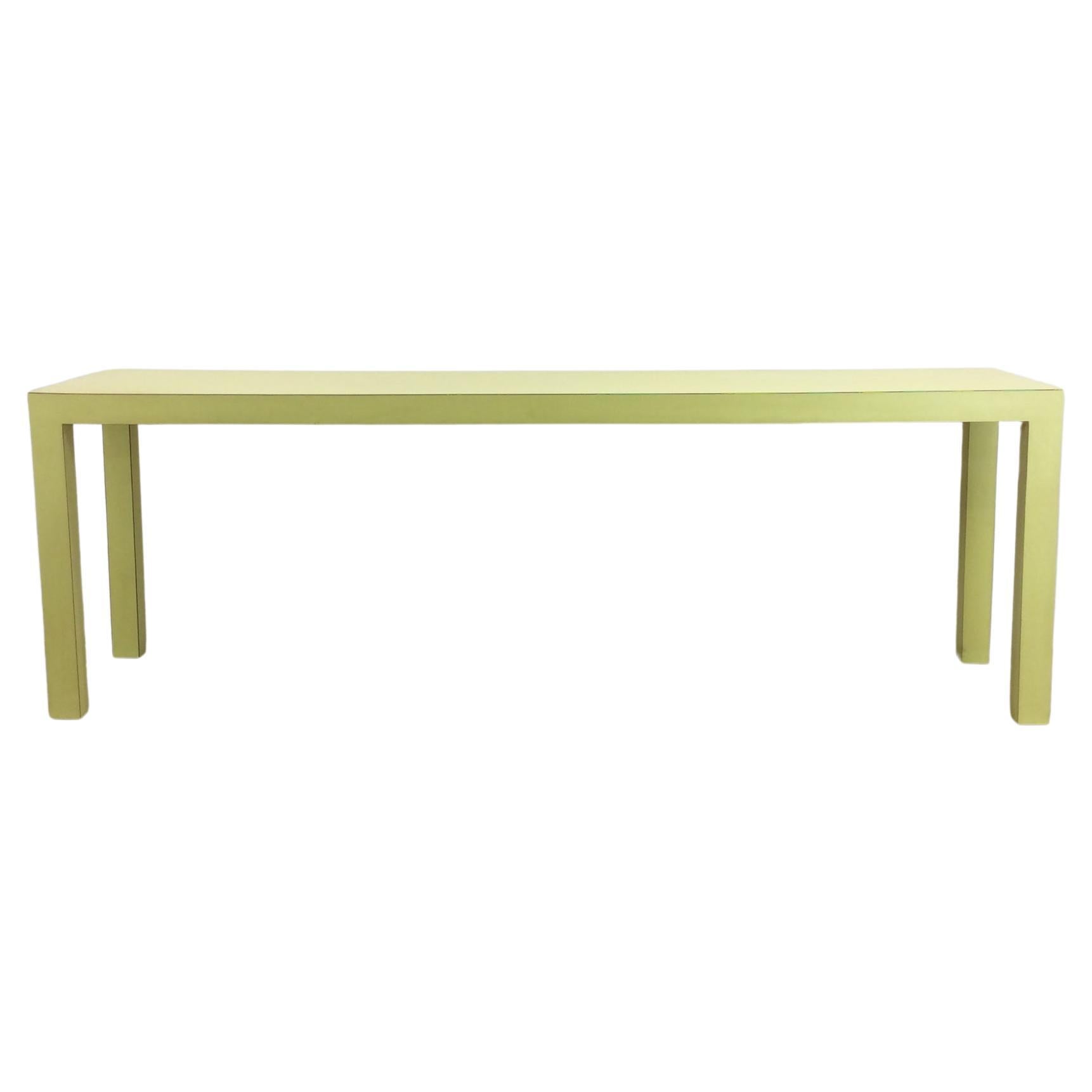 Vintage Post Modern Lime Green Lacquer Console Sofa Table