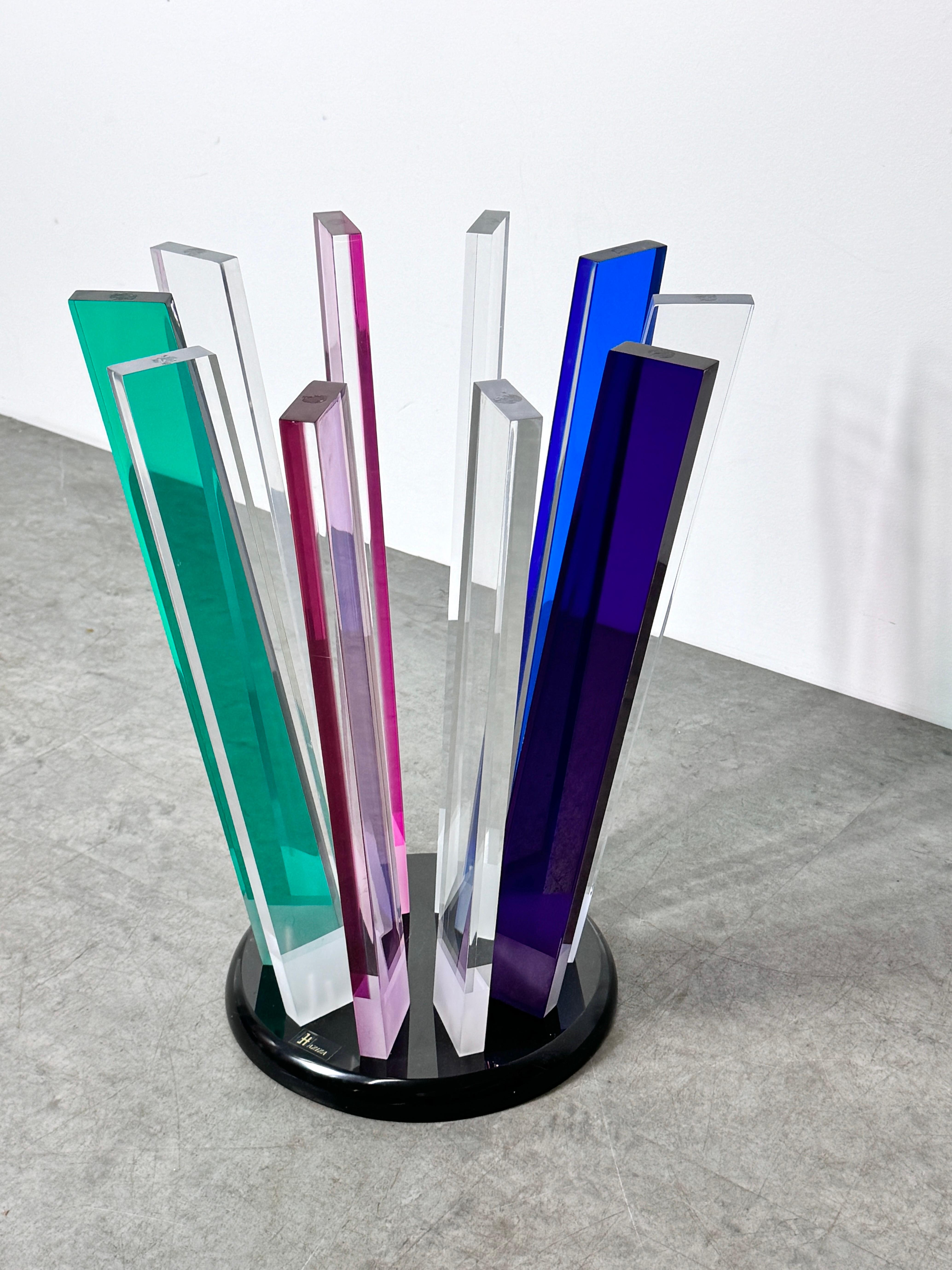 Vintage Post Modern Lucite and Glass Rainbow Prism Side Table by Shlomi Haziza 4