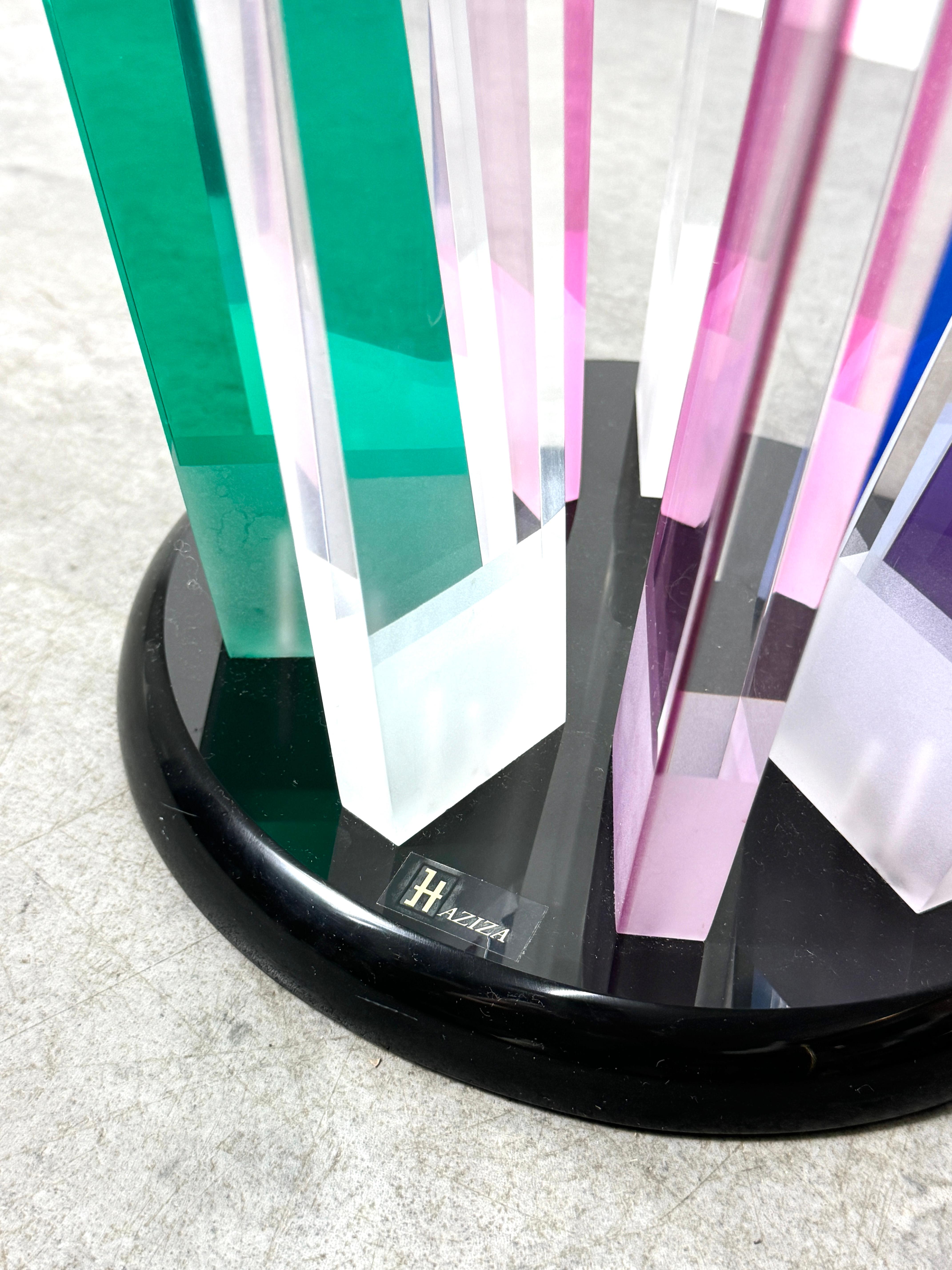 Vintage Post Modern Lucite and Glass Rainbow Prism Side Table by Shlomi Haziza 5