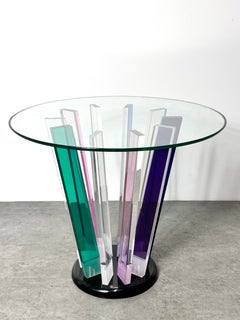 Vintage Post Modern Lucite and Glass Rainbow Prism Side Table by Shlomi Haziza