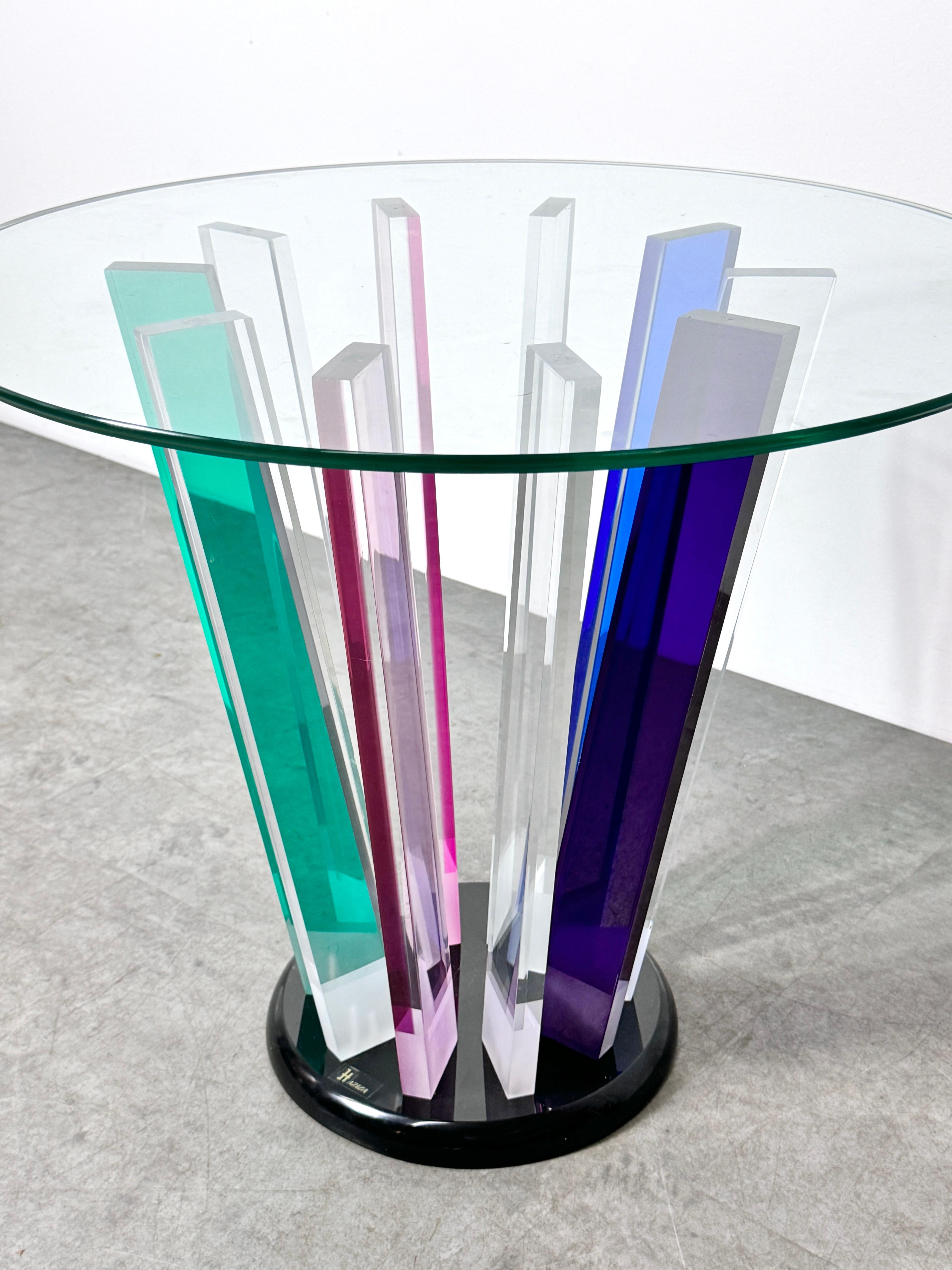 Post-Modern Vintage Post Modern Lucite and Glass Rainbow Prism Side Table by Shlomi Haziza