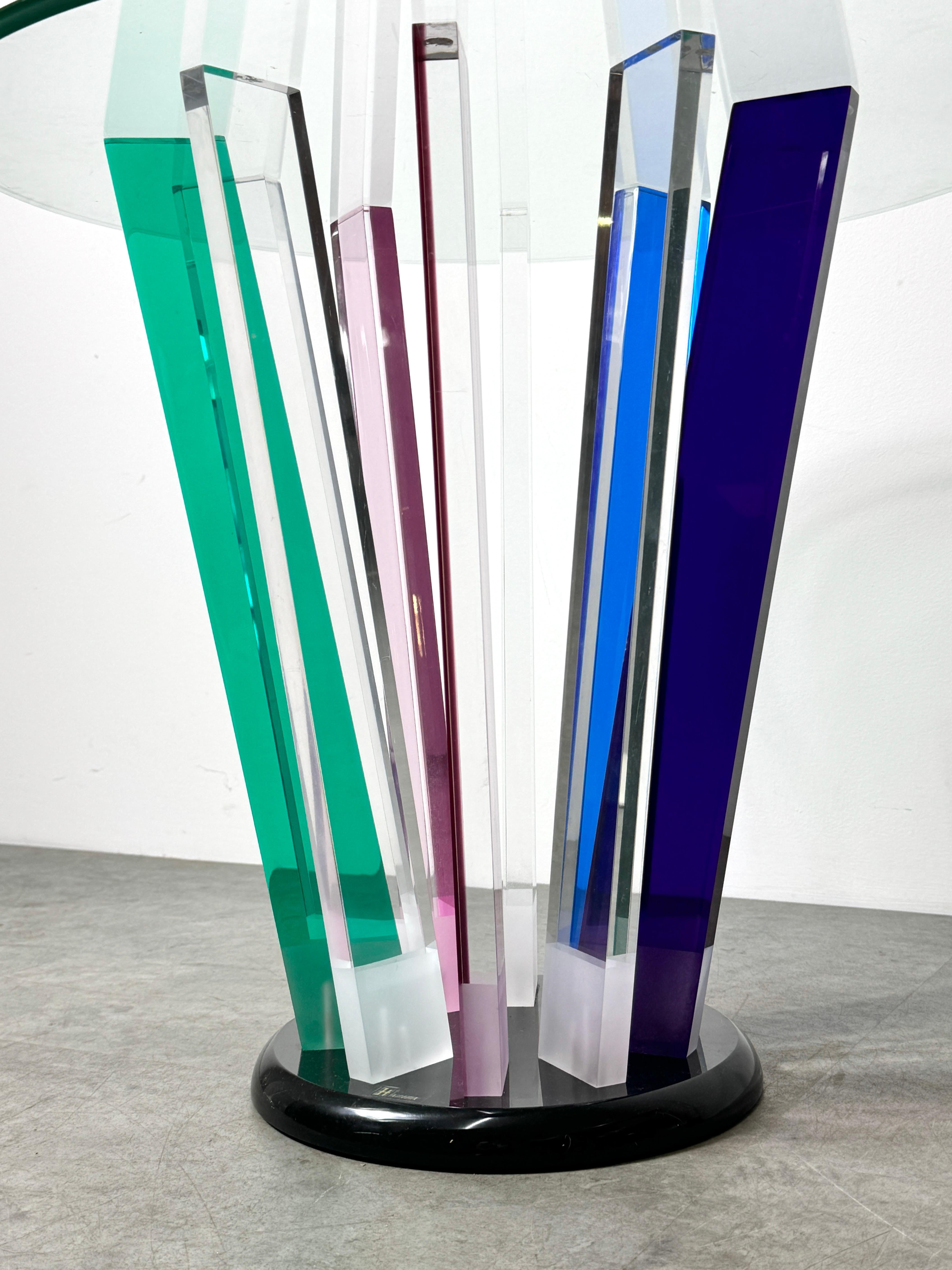 Late 20th Century Vintage Post Modern Lucite and Glass Rainbow Prism Side Table by Shlomi Haziza