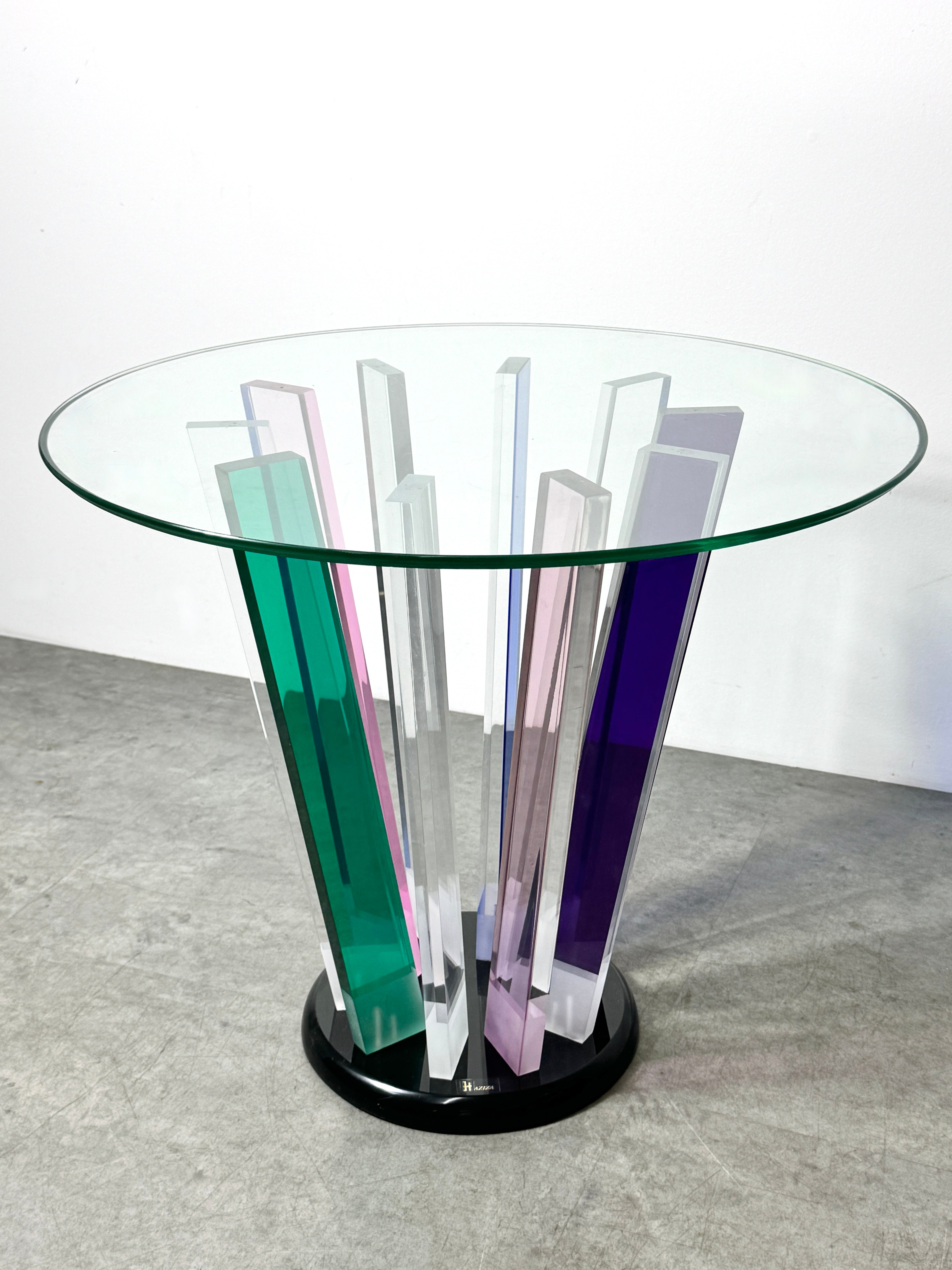 Vintage Post Modern Lucite and Glass Rainbow Prism Side Table by Shlomi Haziza 1