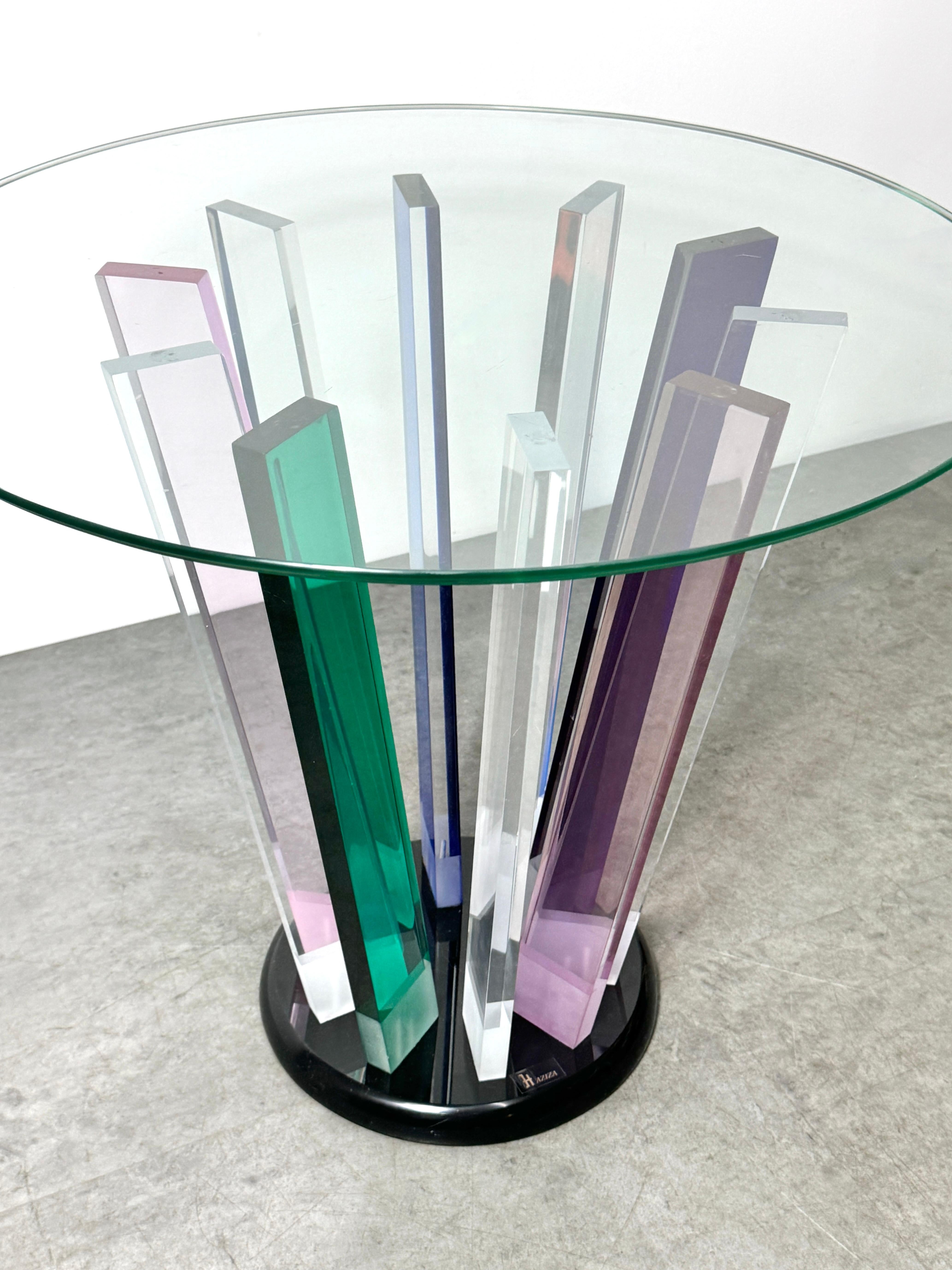 Vintage Post Modern Lucite and Glass Rainbow Prism Side Table by Shlomi Haziza 2