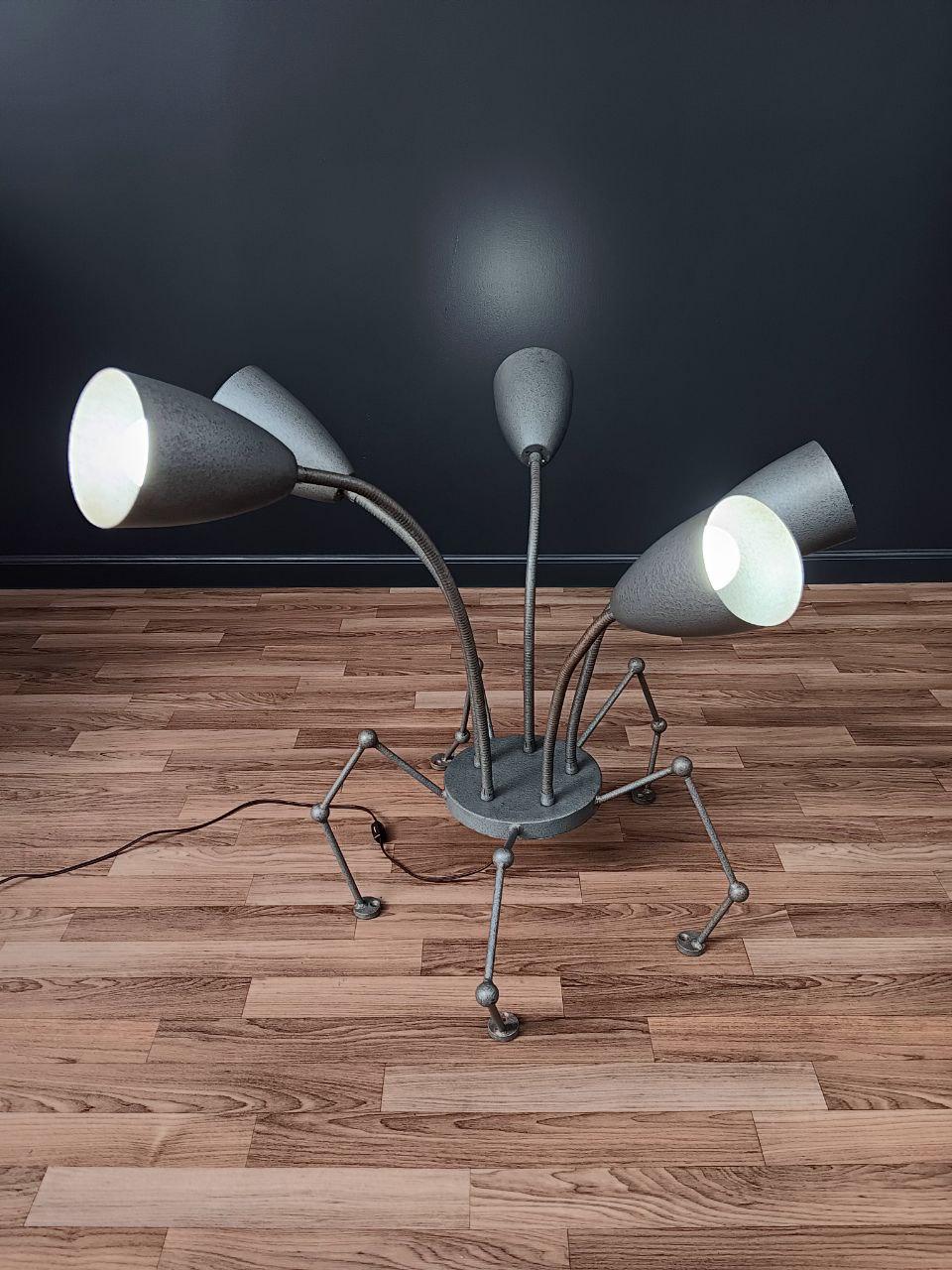 Post-Modern Vintage Post Modern Metal Spider Floor Lamp or Chandelier For Sale