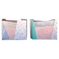 Vintage Post Modern Monumental Ceramic Vases - a Pair