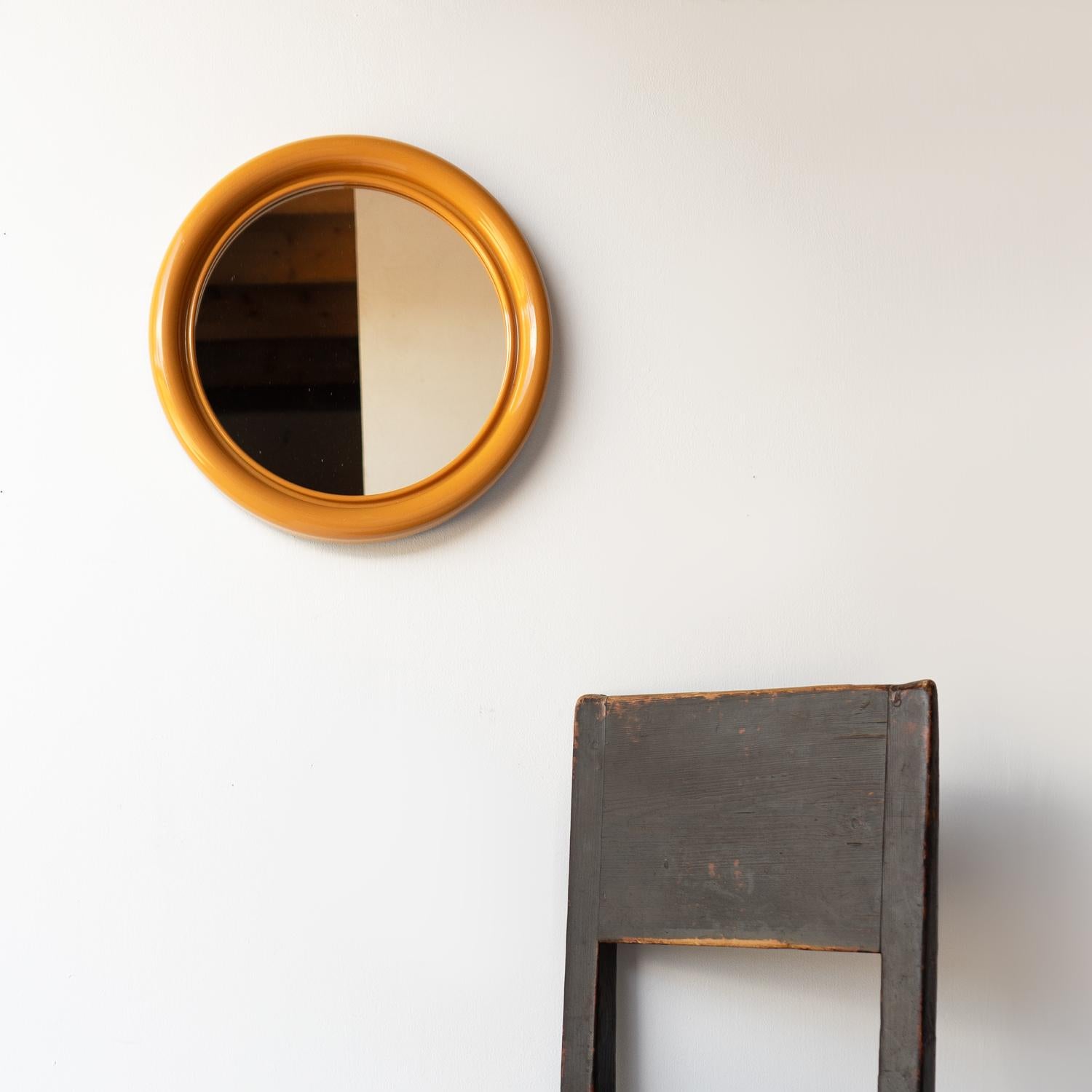 British Vintage Post Modern Mustard Yellow 'Crayonne' Mirror by Habitat, 1970s