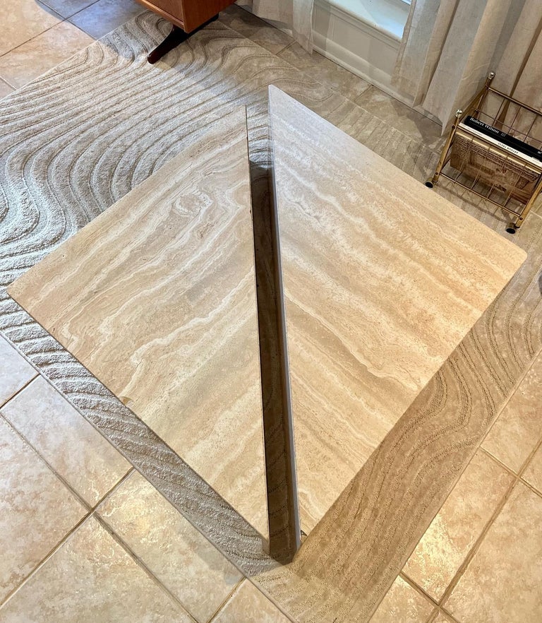 Vintage post modern origami Italian 2 piece split level coffee table