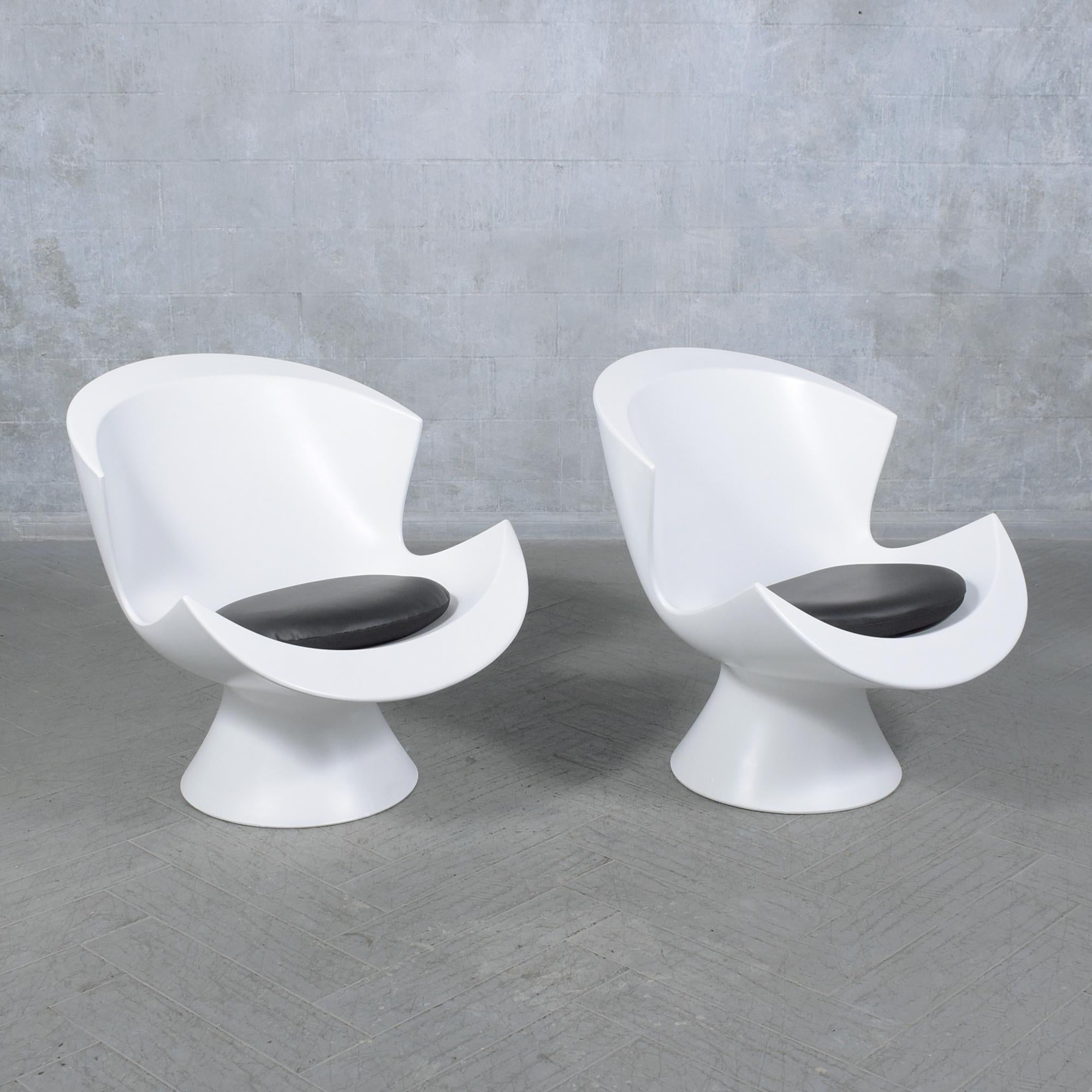 Leather Karim Rashid Post-Modern Lounge Chairs: A Symphony of Style & Comfort For Sale