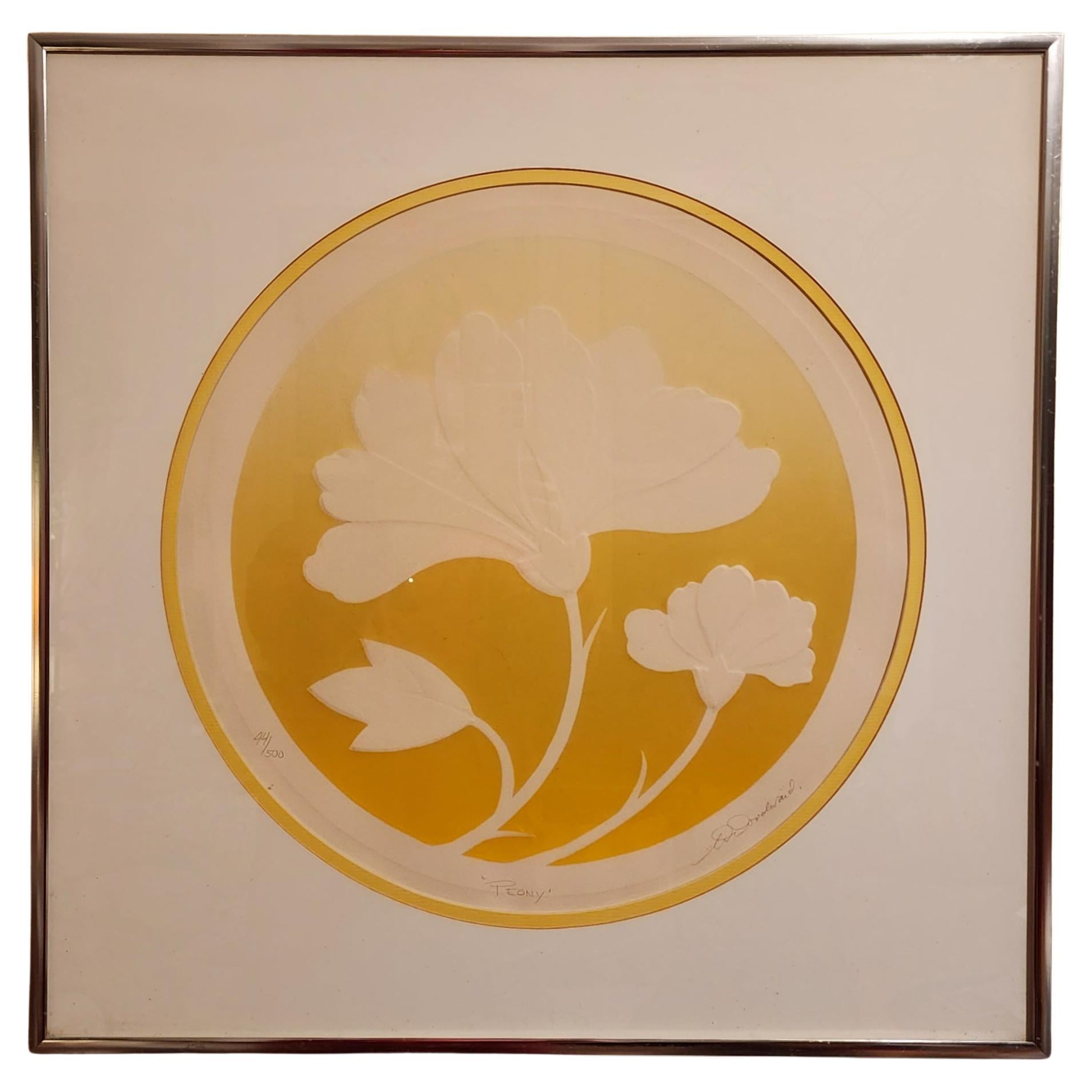 Postmoderne Vintage-Postmoderne „Peony“ Signierte Serigraphie von David Allgood