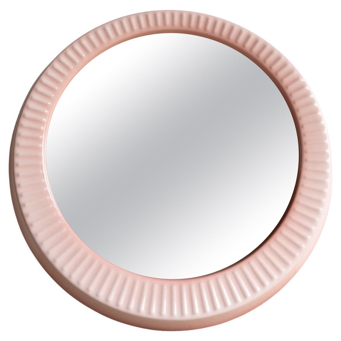 Vintage Post Modern Rosa Keramik gerahmt Spiegel, 1980er Jahre