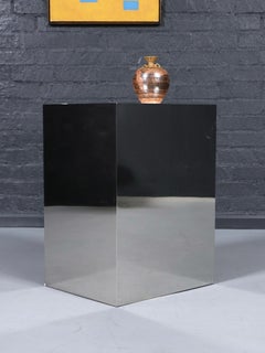 Vintage Post Modern Stainless Steel Pedestals Side Table