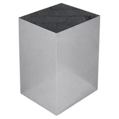 Vintage Post Modern Stainless Steel Pedestals Side Table