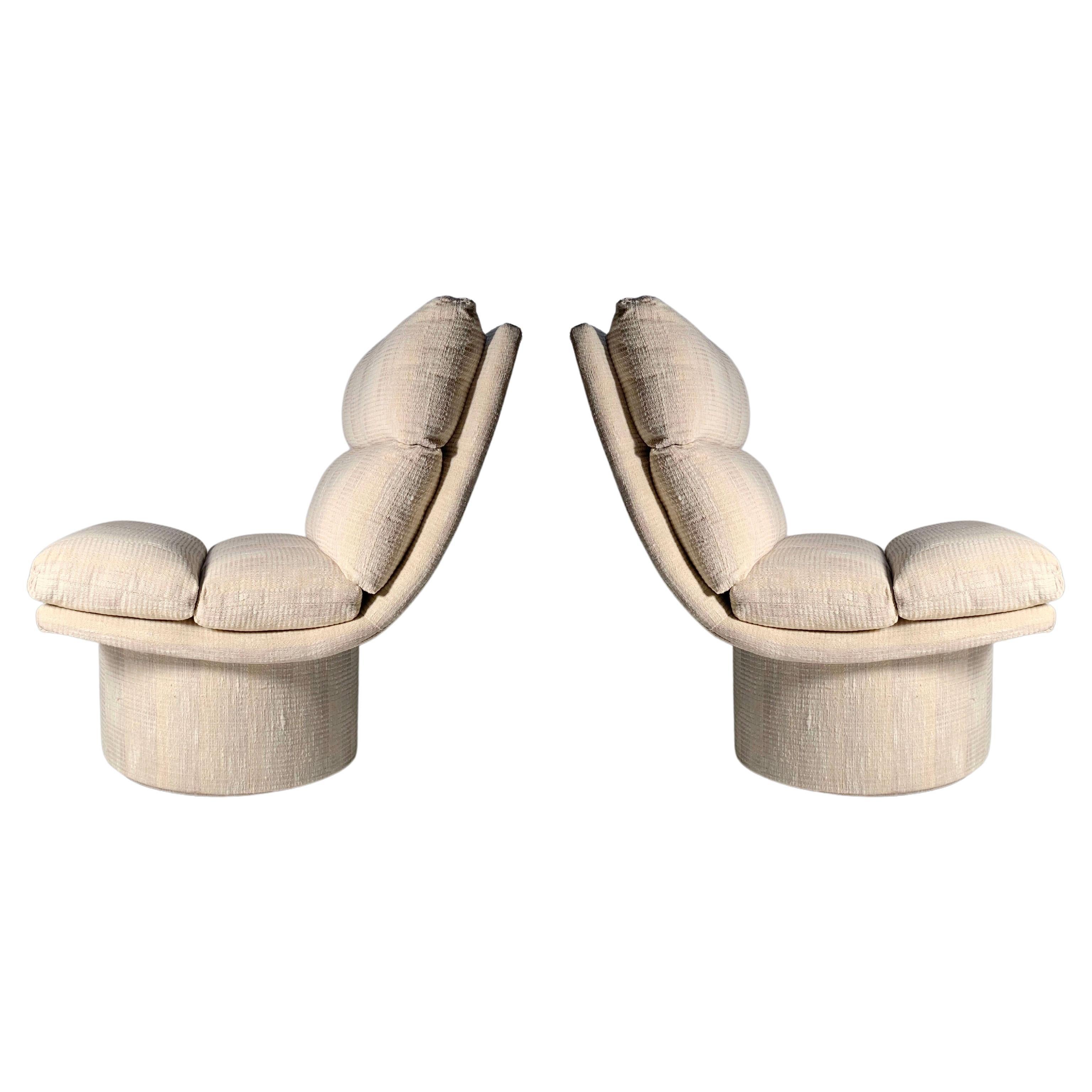 Vintage Post Modern Swivel Lounge Scoop Chairs by Classic Gallery