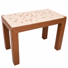 Vintage Post Modern Terrazzo Table with Leather Legs