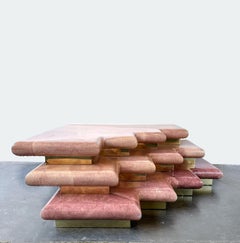 Vintage postmodern dreistöckiger Couchtisch aus Kunstmarmor