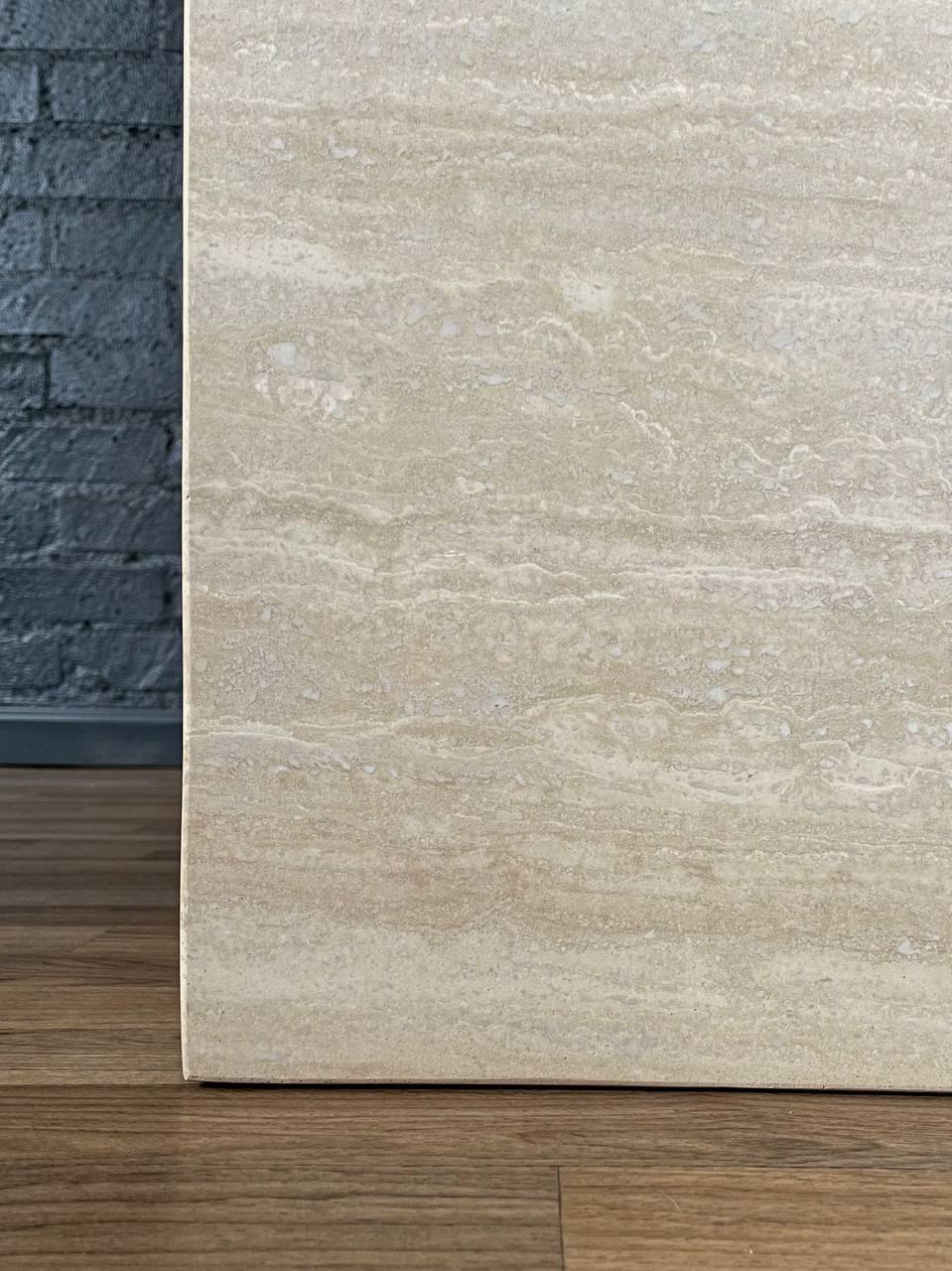 Vintage Post Modern Travertine Stone Console Table For Sale 4