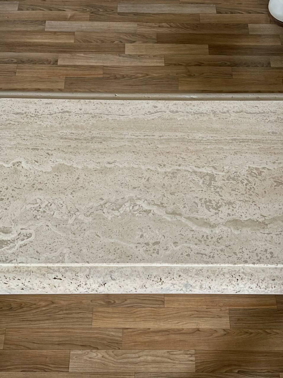 Vintage Post Modern Travertine Stone Console Table For Sale 3