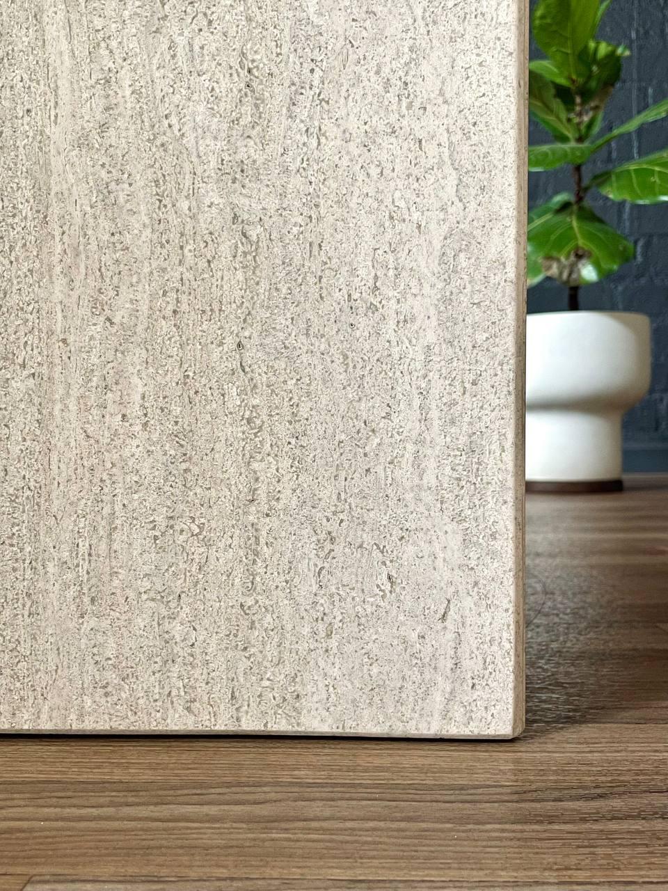 Vintage Post Modern Travertine Stone Pedestal Table For Sale 4