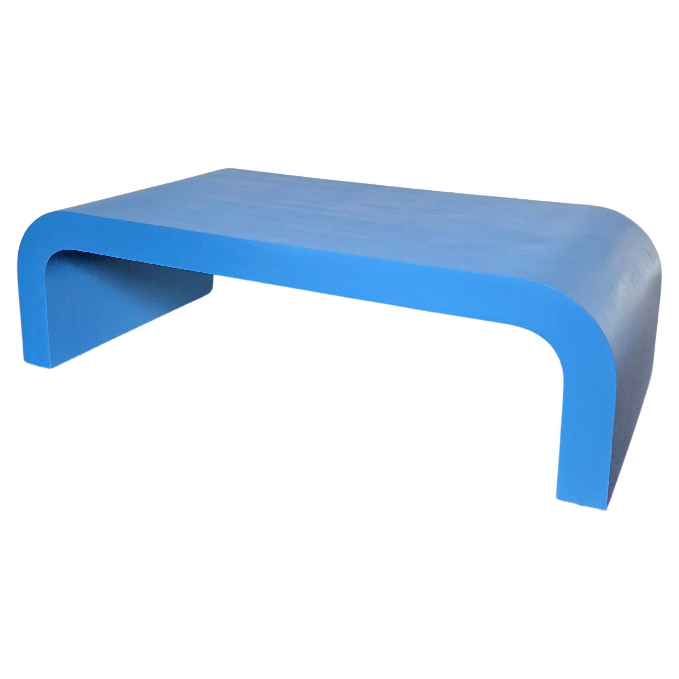 Vintage post modern waterfall coffee table in a gorgeous blue color
