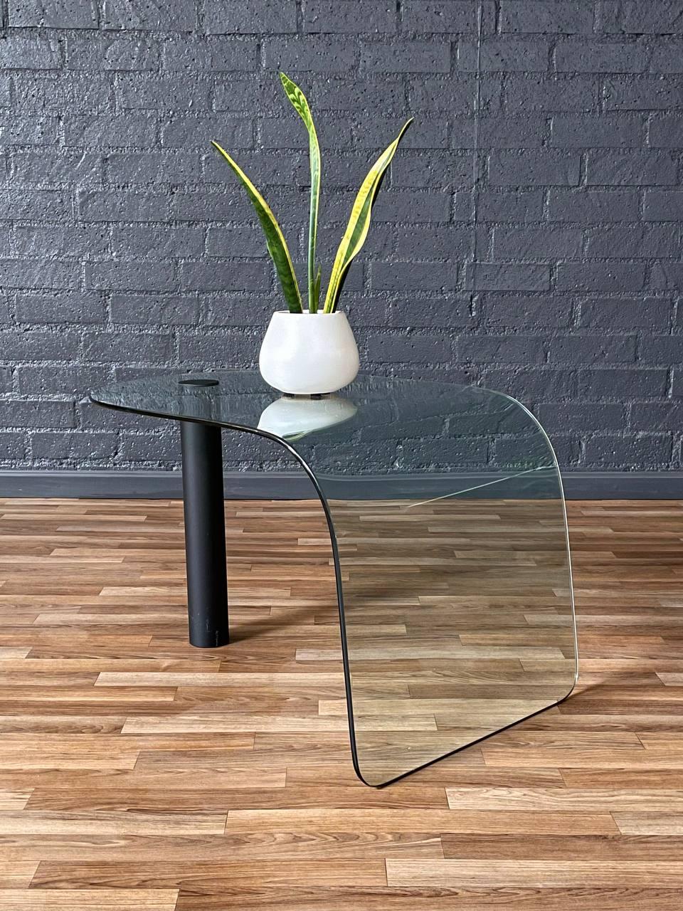 Post-Modern Vintage Post Modern Waterfall Glass Coffee Table or Side Table For Sale