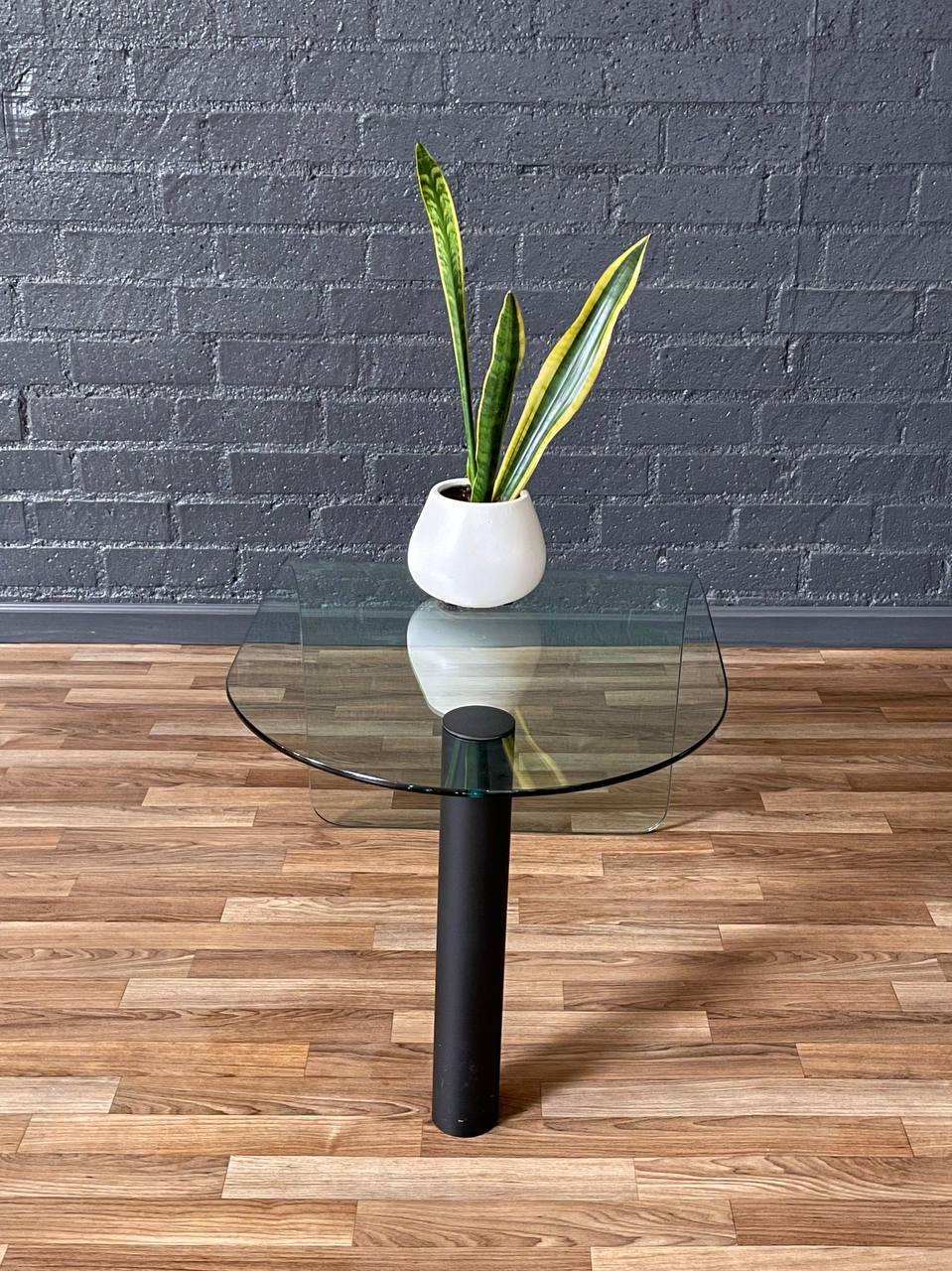 Late 20th Century Vintage Post Modern Waterfall Glass Coffee Table or Side Table For Sale