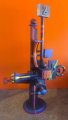 Vintage Post-Modern Wood Sculpture