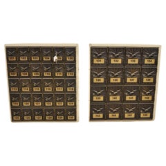 Retro Post Office Apartment Mailbox Metal Cabinet with Eagle Doors - Set of 2