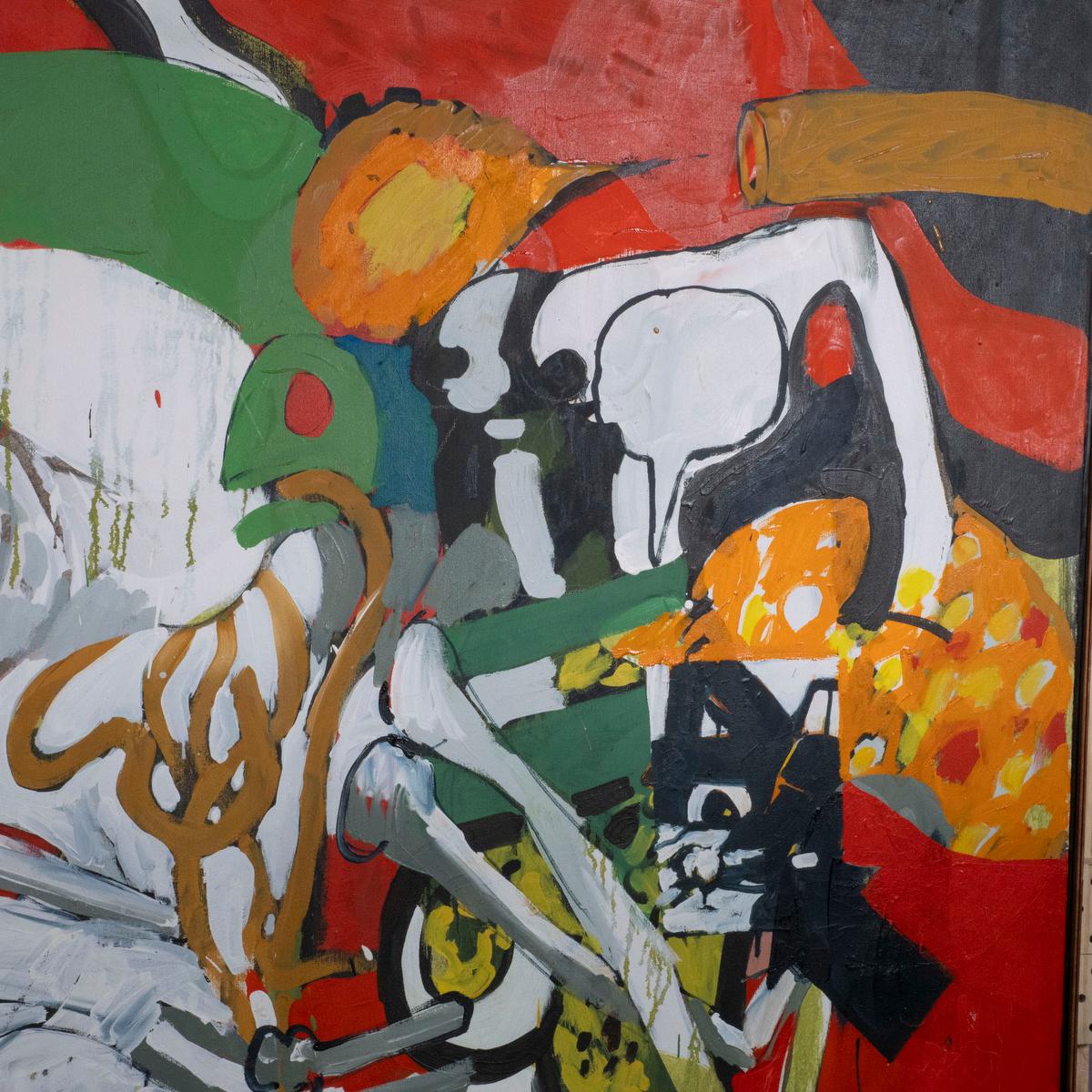Vintage Nachkriegszeit Abstrakter Expressionist / Pop Art Öl auf Leinwand (Expressionismus) im Angebot