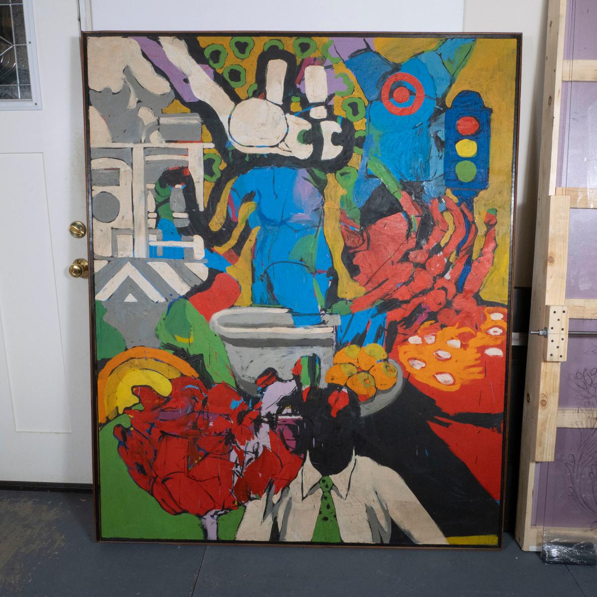 Óleo sobre lienzo expresionista abstracto / pop art vintage de posguerra Expresionista en venta