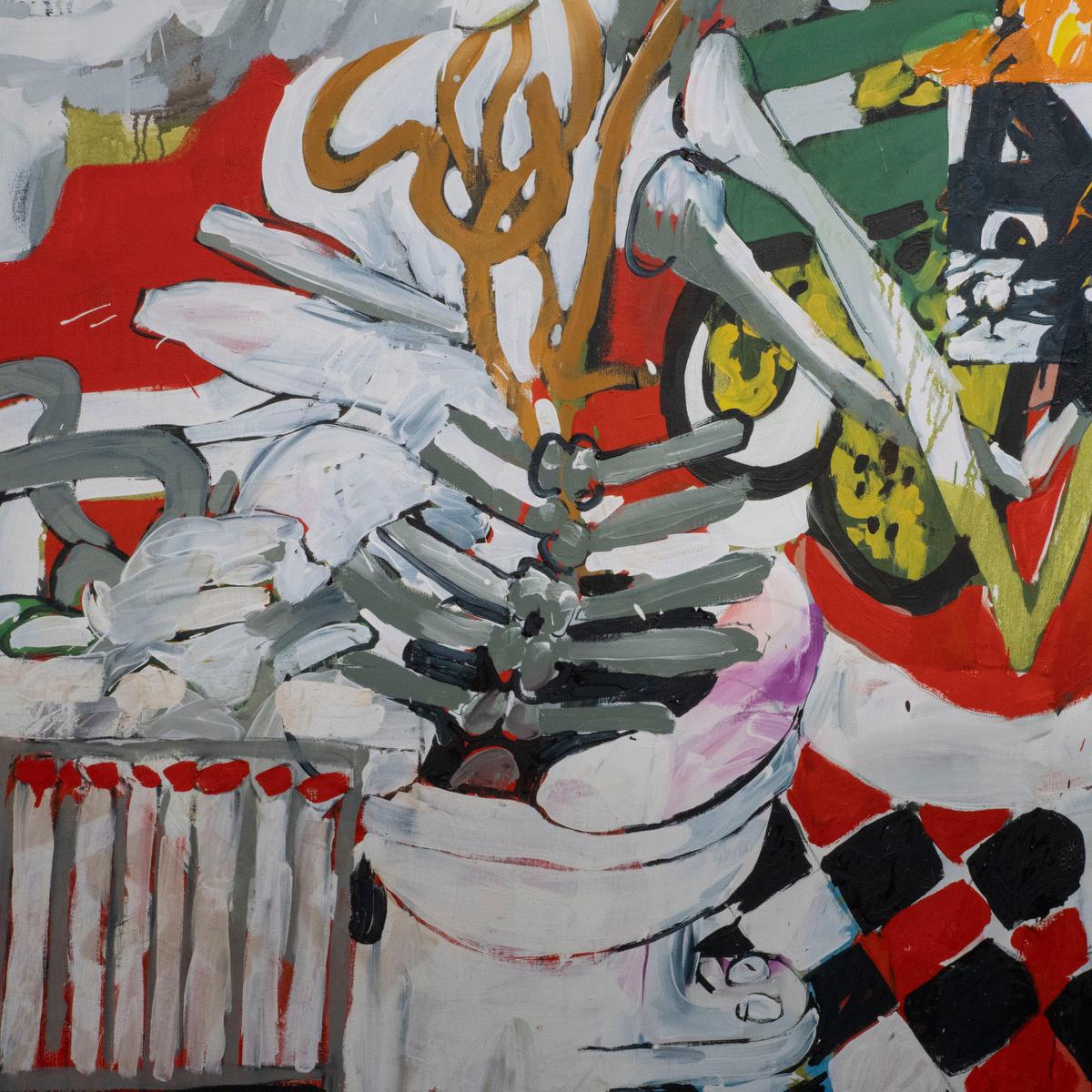 Vintage Nachkriegszeit Abstrakter Expressionist / Pop Art Öl auf Leinwand (amerikanisch) im Angebot