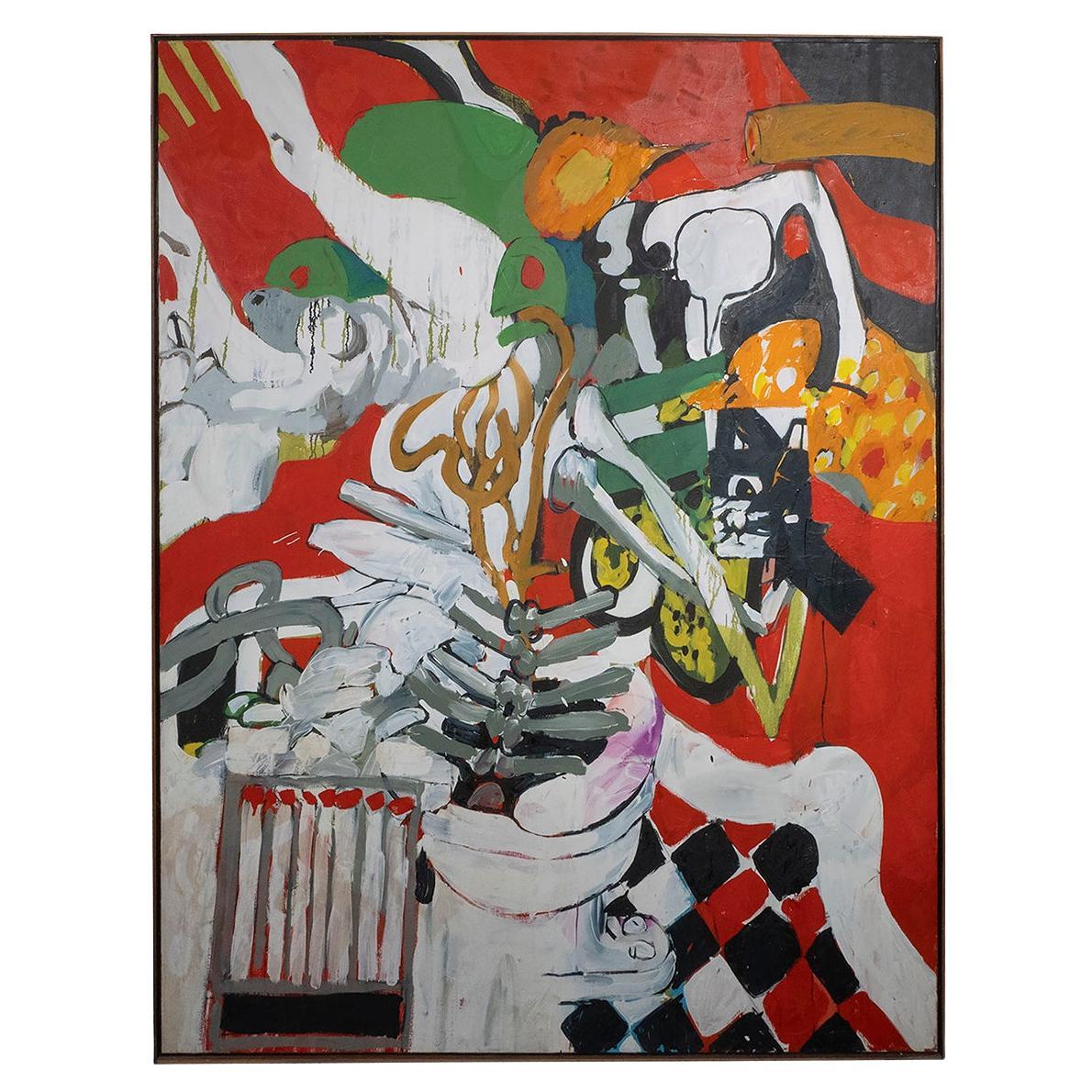 Olio su tela d'epoca dell'Espressionismo astratto / Pop Art del dopoguerra