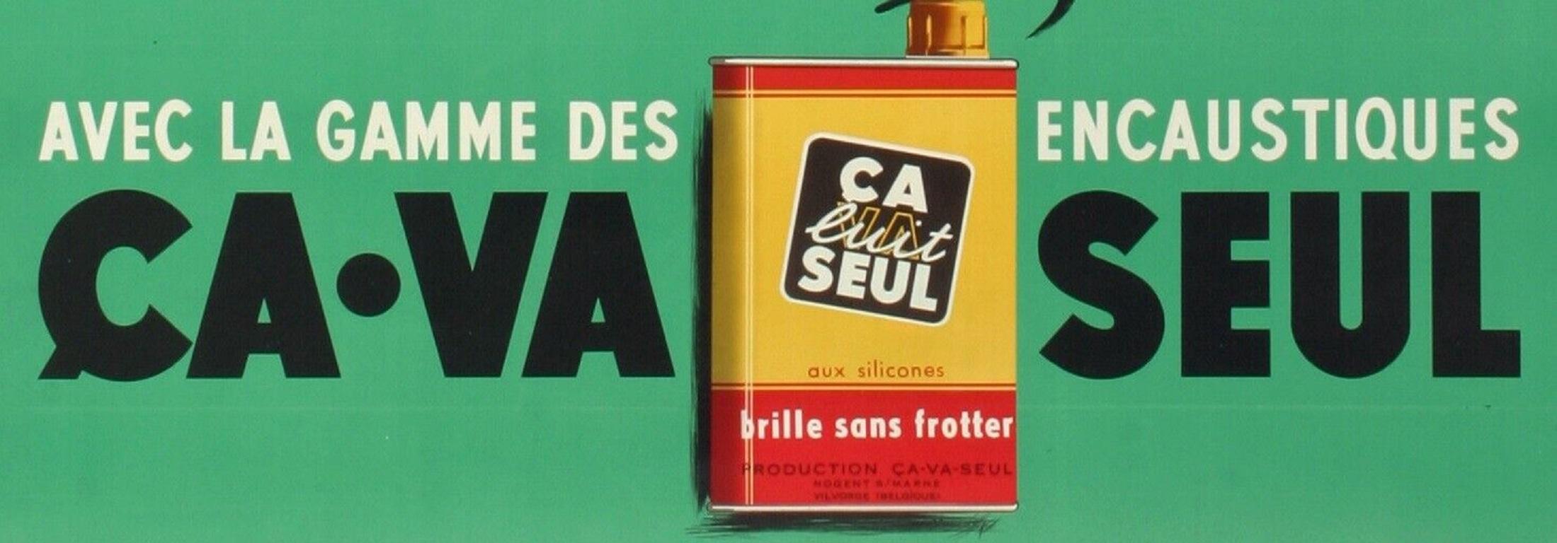 Vieille affiche-Béric-Ca Va Lo-Coq brouilleur-Sol cire polie, c.1950 Bon état - En vente à SAINT-OUEN-SUR-SEINE, FR