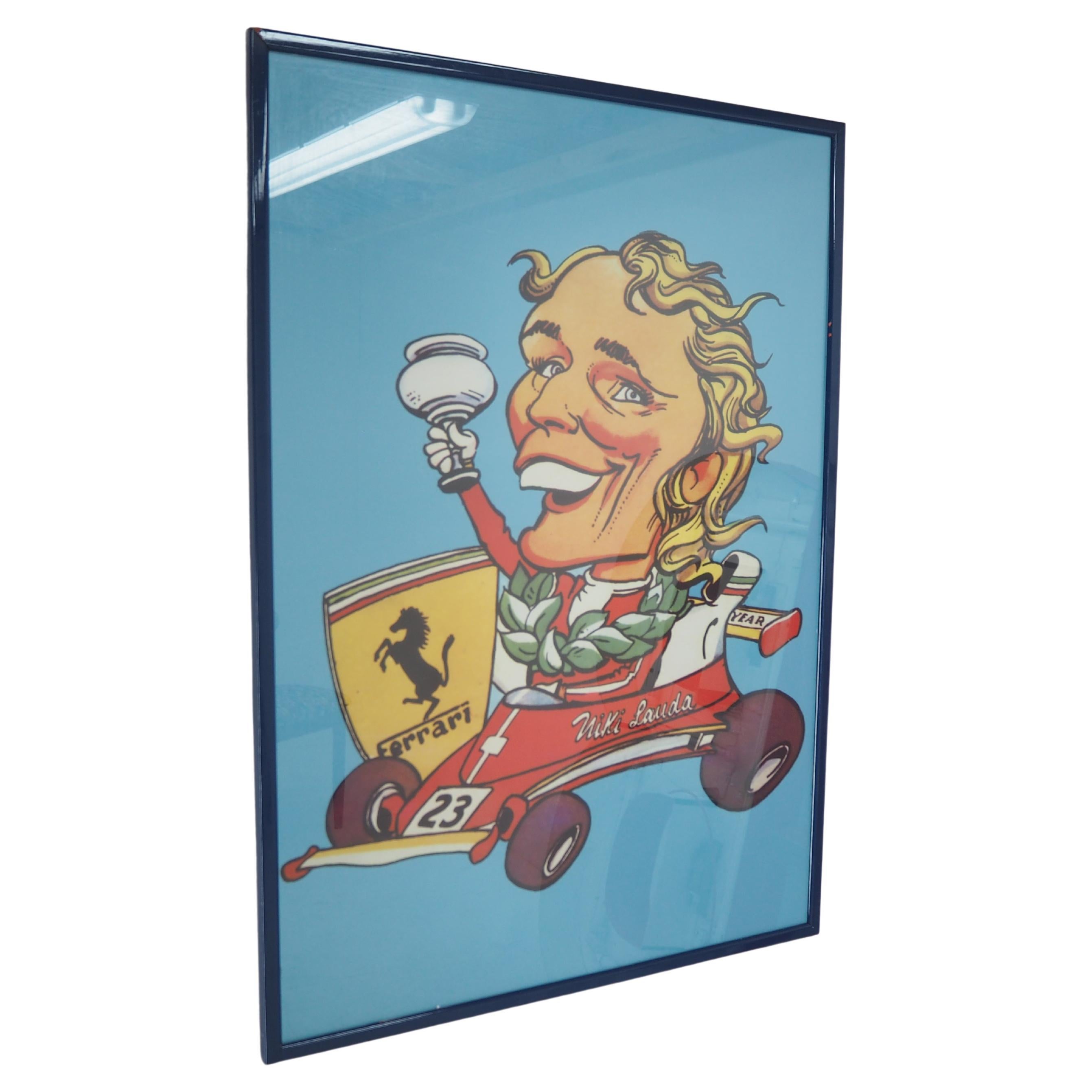 Póster vintage Caricatura de Niki Lauda, años 70