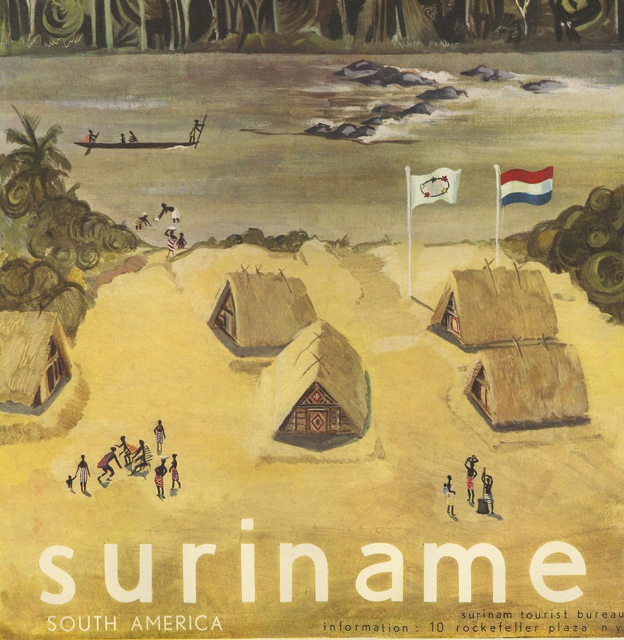 Vintage Poster Issued by the Suriname Tourist Bureau, circa 1950 In Good Condition For Sale In Langweer, NL