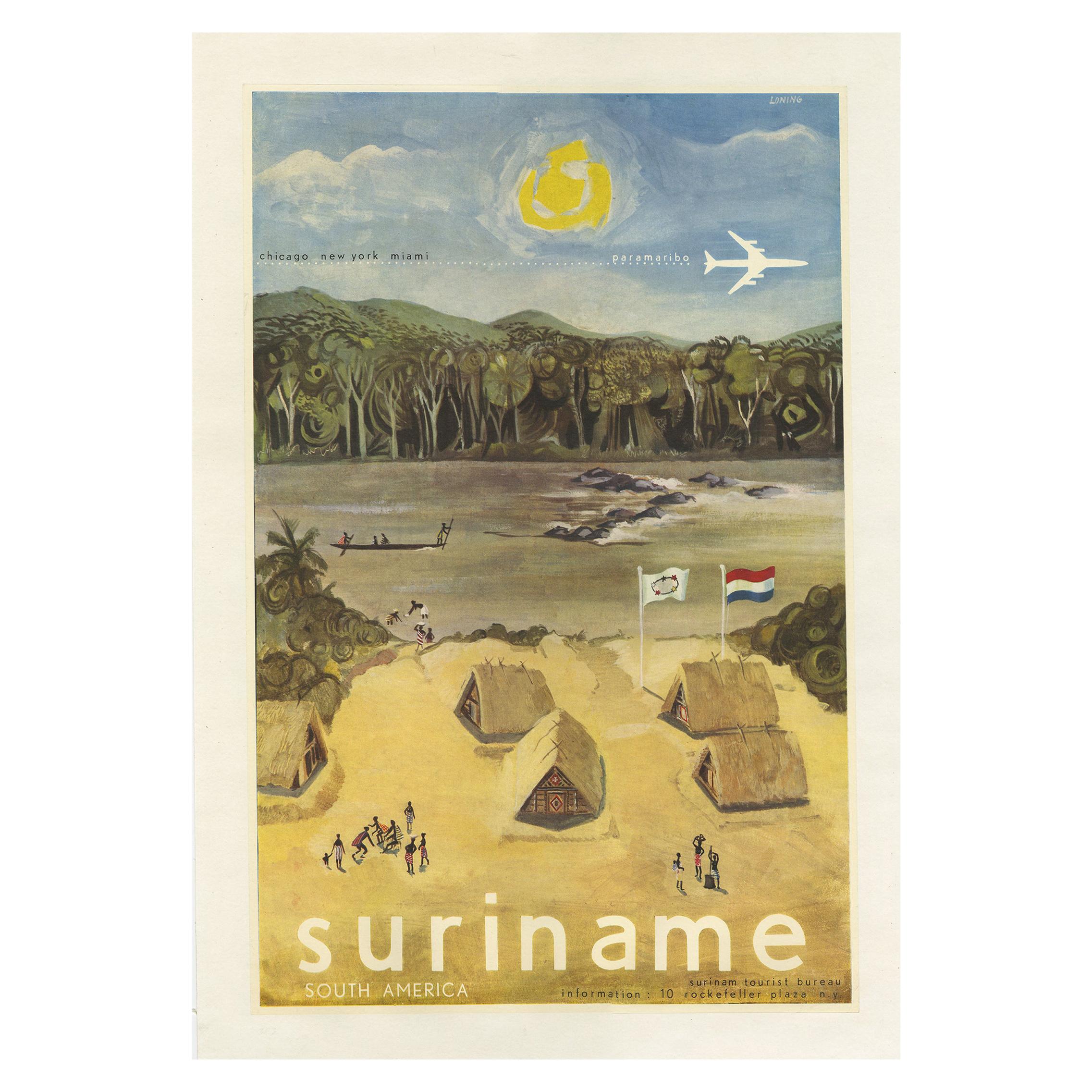 Vintage Poster Issued by the Suriname Tourist Bureau, circa 1950 For Sale