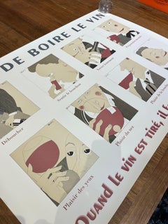 Vintage Poster L'Art de Boire le Vin d'apres Martin, ca. 1980 Französischer Wein