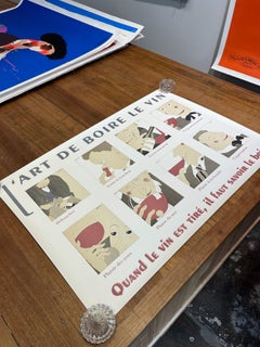 Vintage Poster L'Art de Boire le Vin d'apres Martin, ca. 1980 Französischer Wein